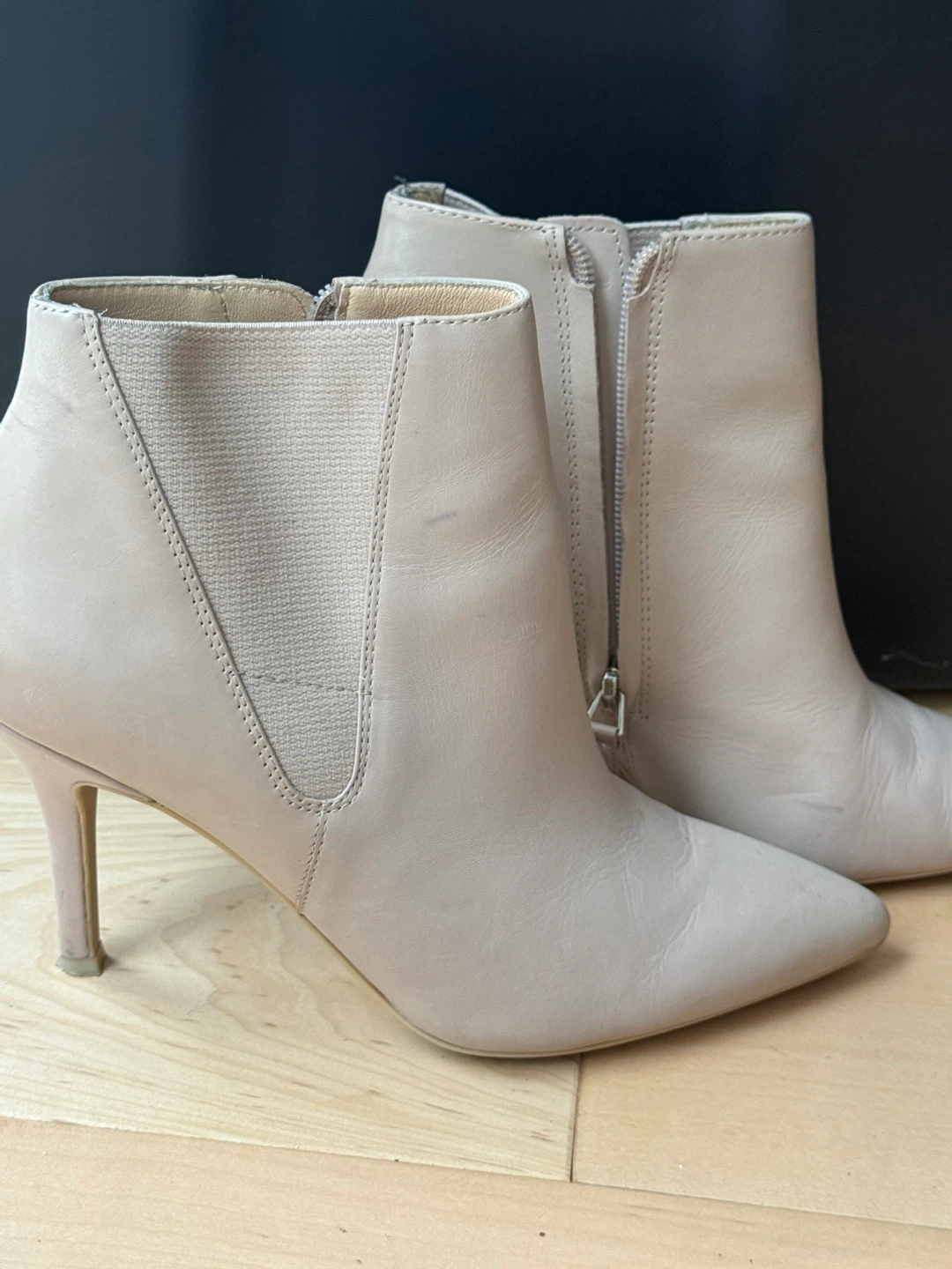 Nine West Women's Beige Leather Ankle Boots Size 7