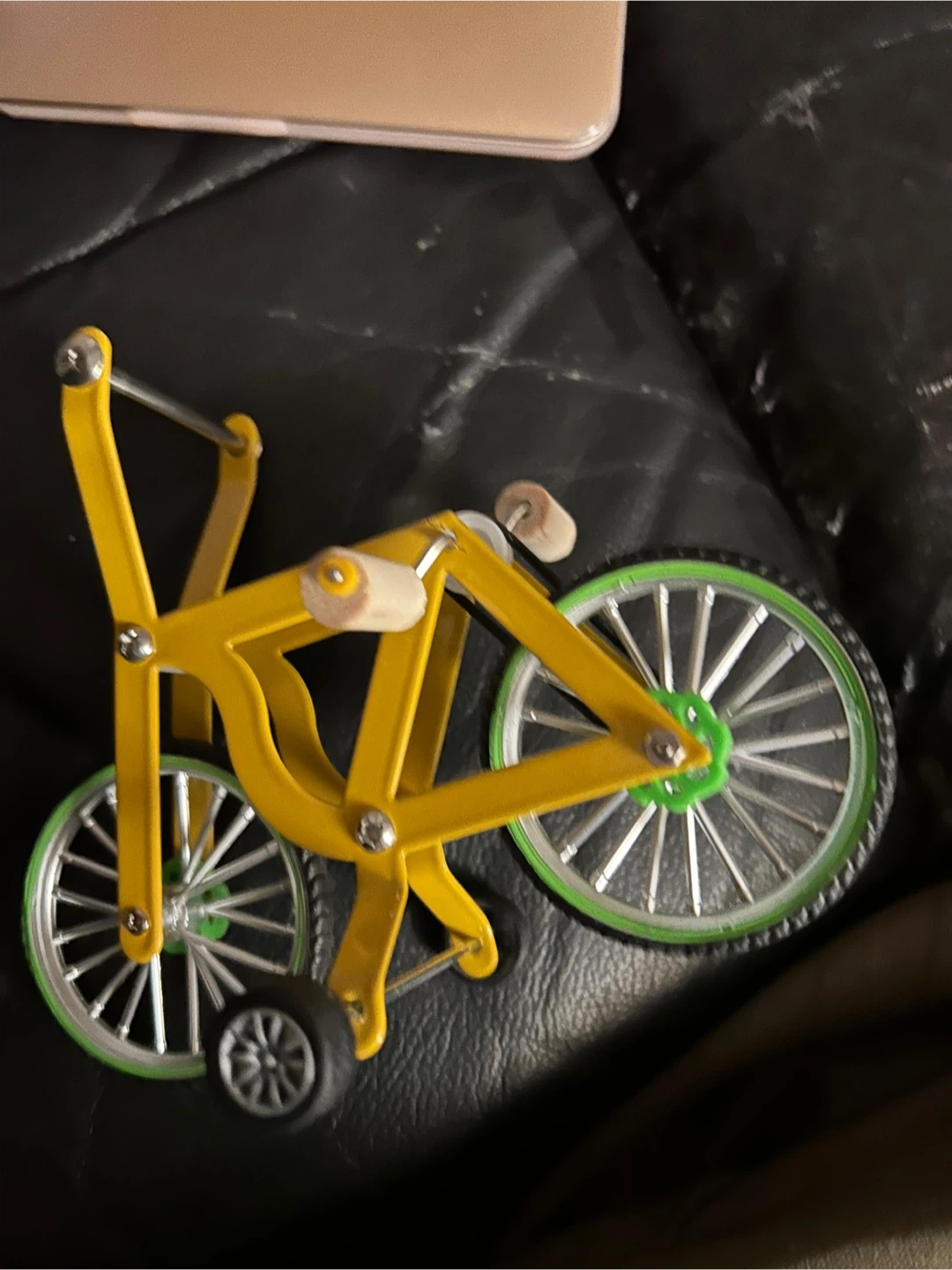 Yellow Toy Bicycle with Green Rims