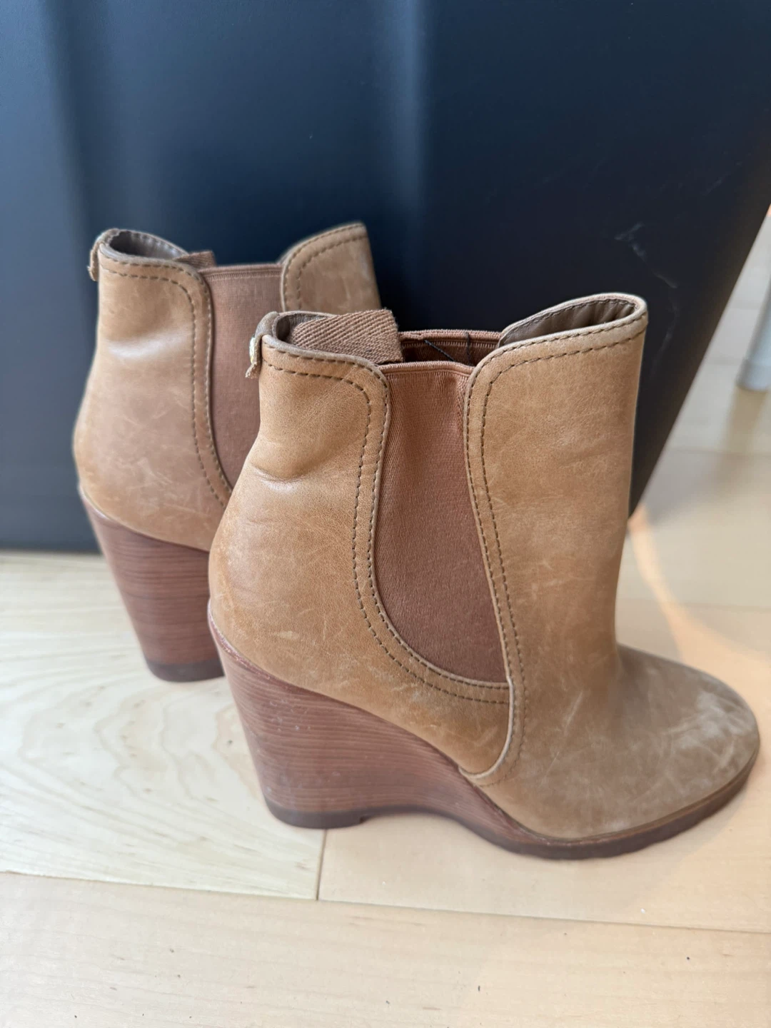 Michael Kors Women's Tan Leather Wedge Ankle Boots - photo 2