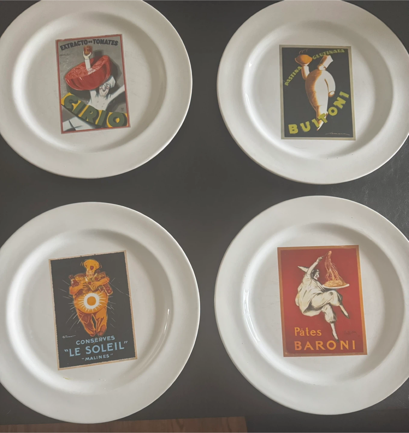 Pottery Barn Vintage Posters Set of 4 Plates and 4 Bowls