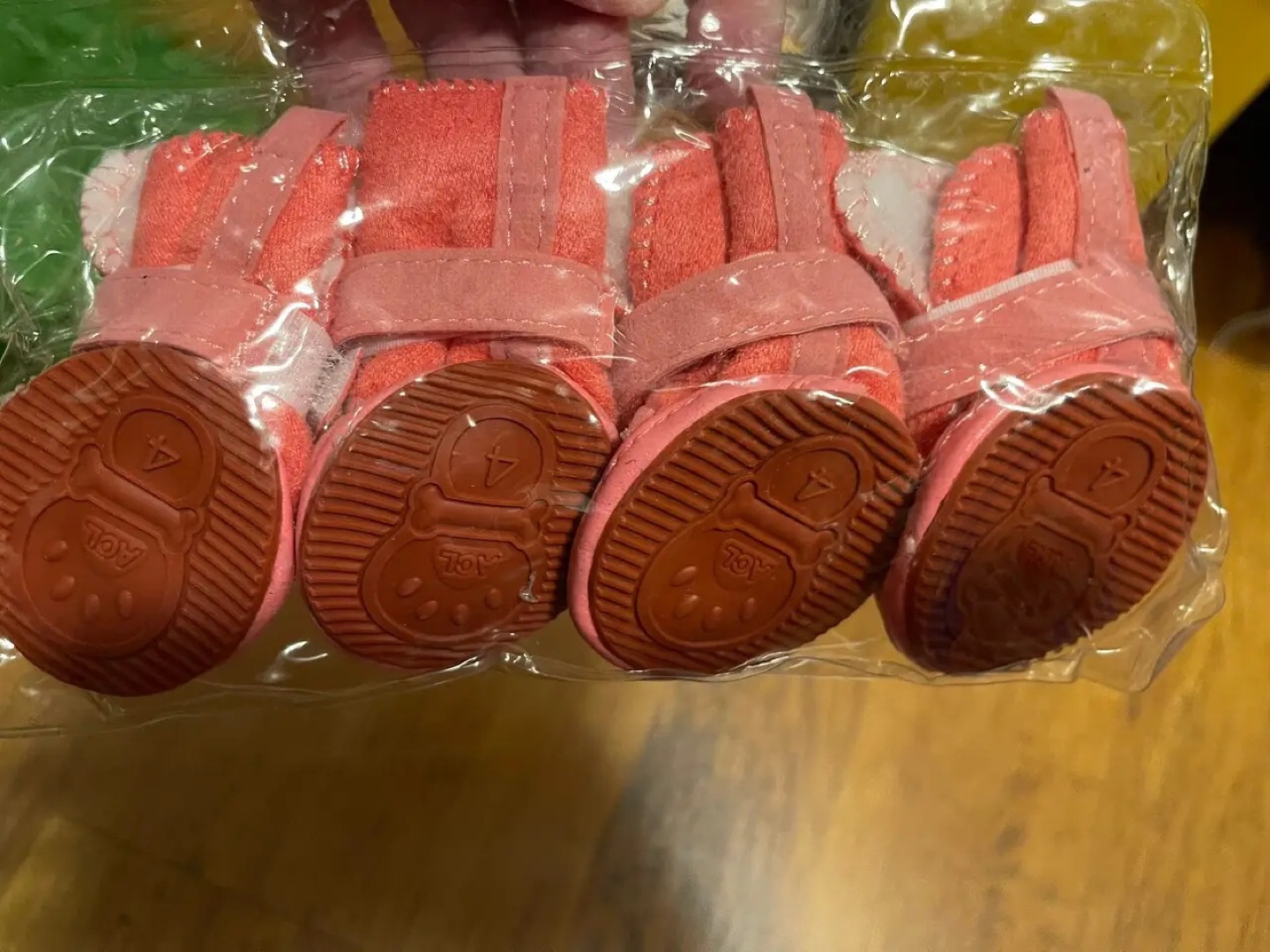 🥕 Dog winter boots with Hook Loop Closure (4, Pink) - photo 2