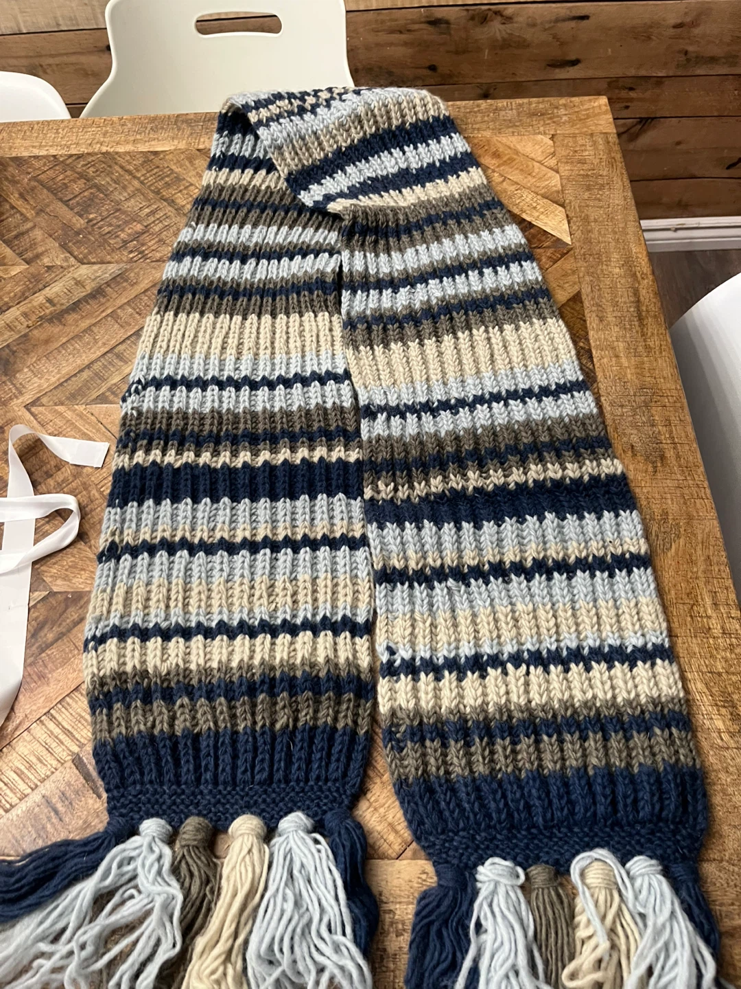 🥕Striped Knit Scarf with Tassels - photo 2