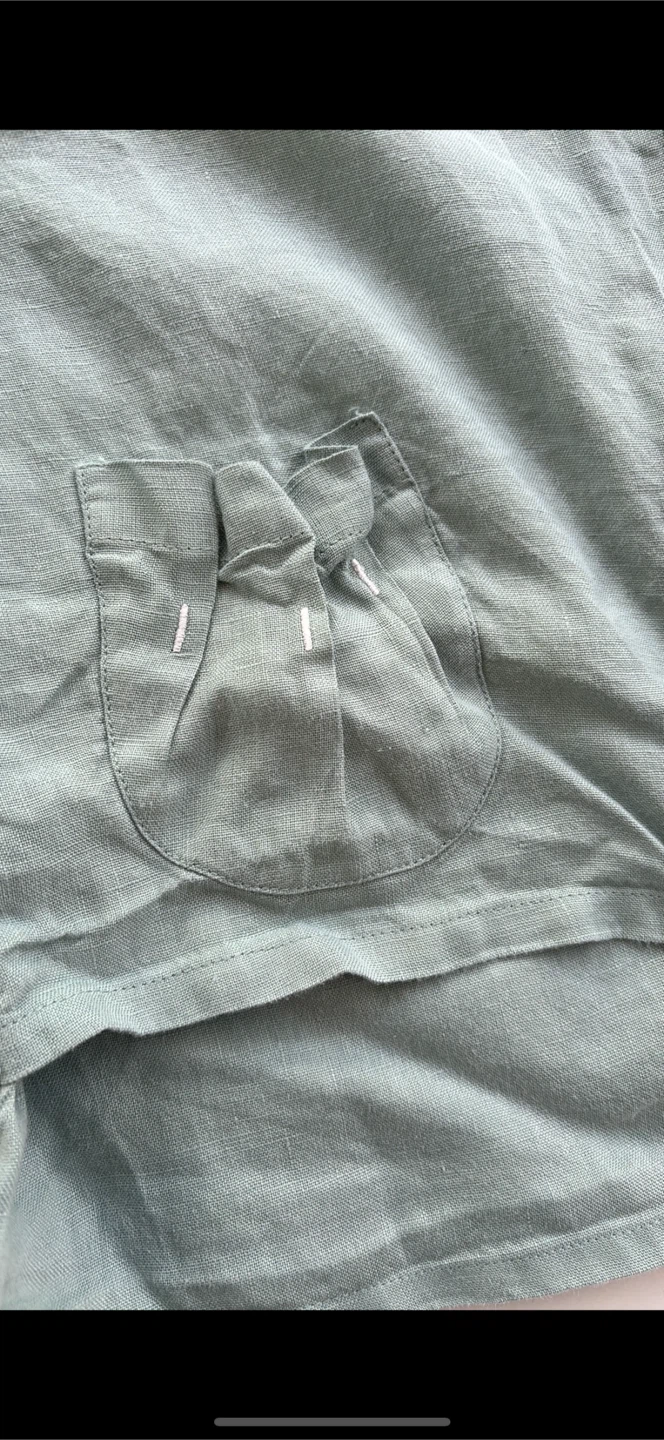 Cream layered Linen Button-Up Shirt - Mint Green - photo 4