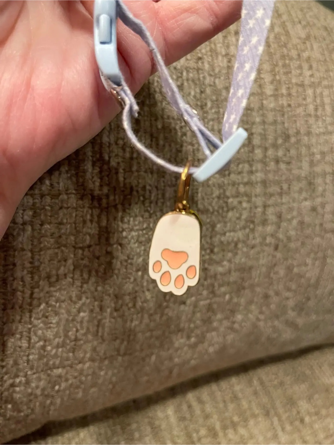 Cat Collar with Paw Charm and Bell - photo 2