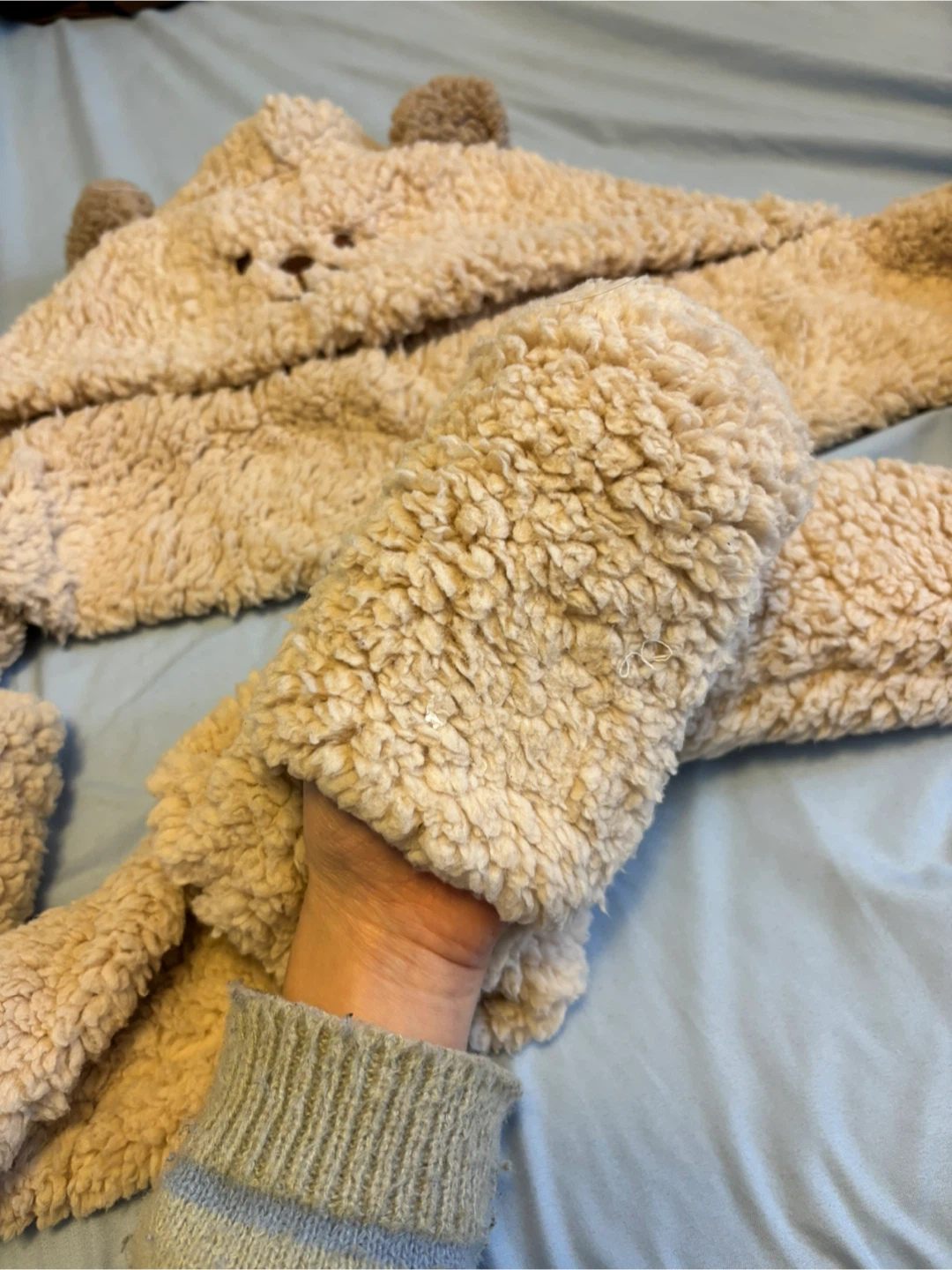 Fuzzy Bear Hooded Scarf with Mittens - photo 2