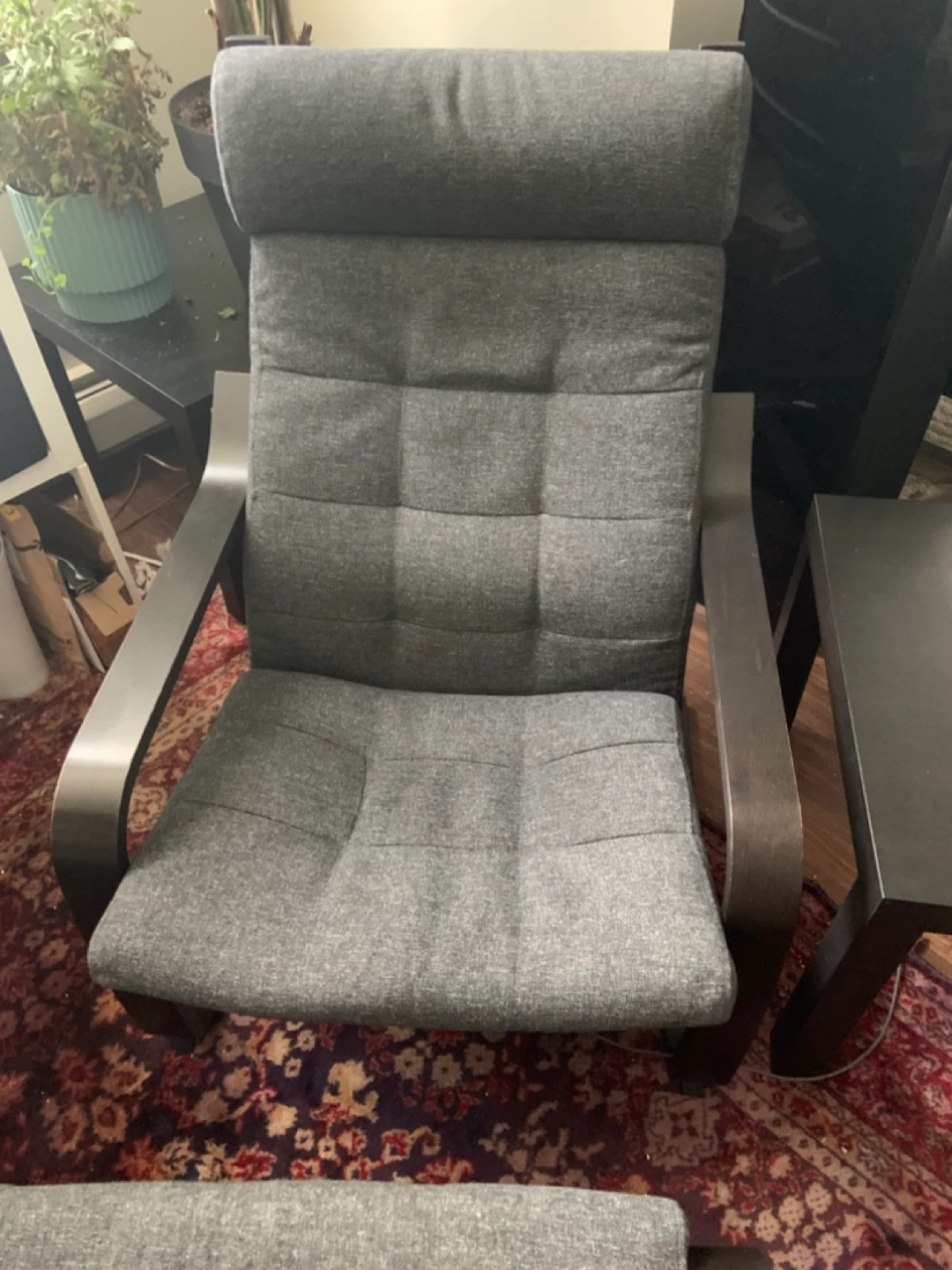 Grey Tufted Armchair and Ottoman - photo 3