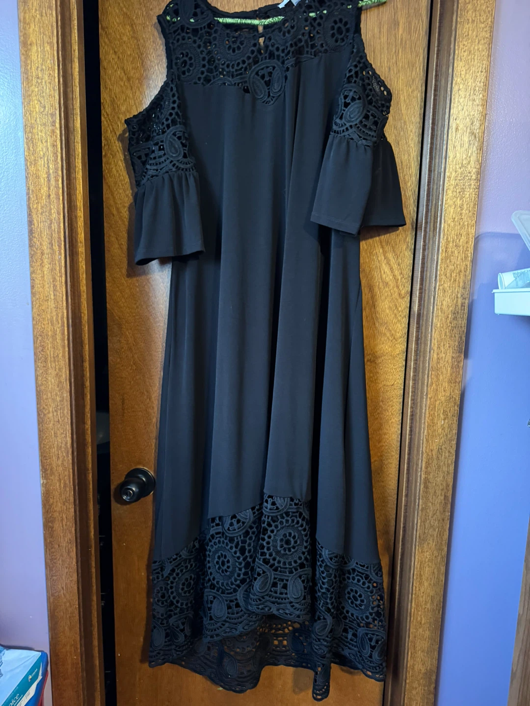 Nygard Cold Shoulder Crochet Trim Dress XL/TG