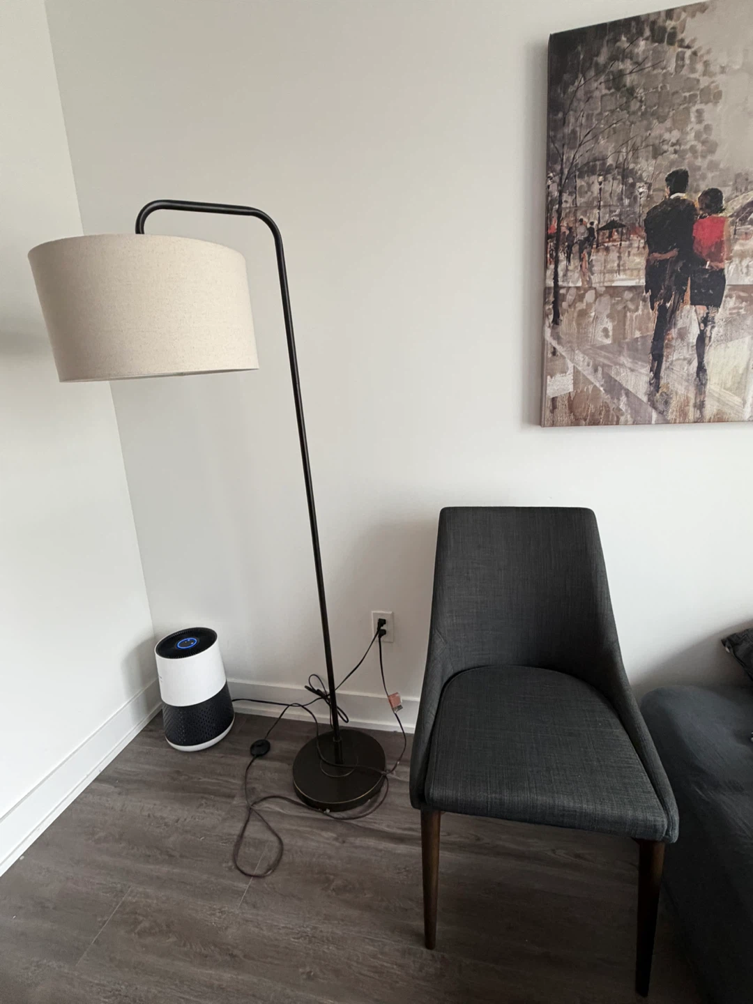Modern Arc Floor Lamp with Beige Shade