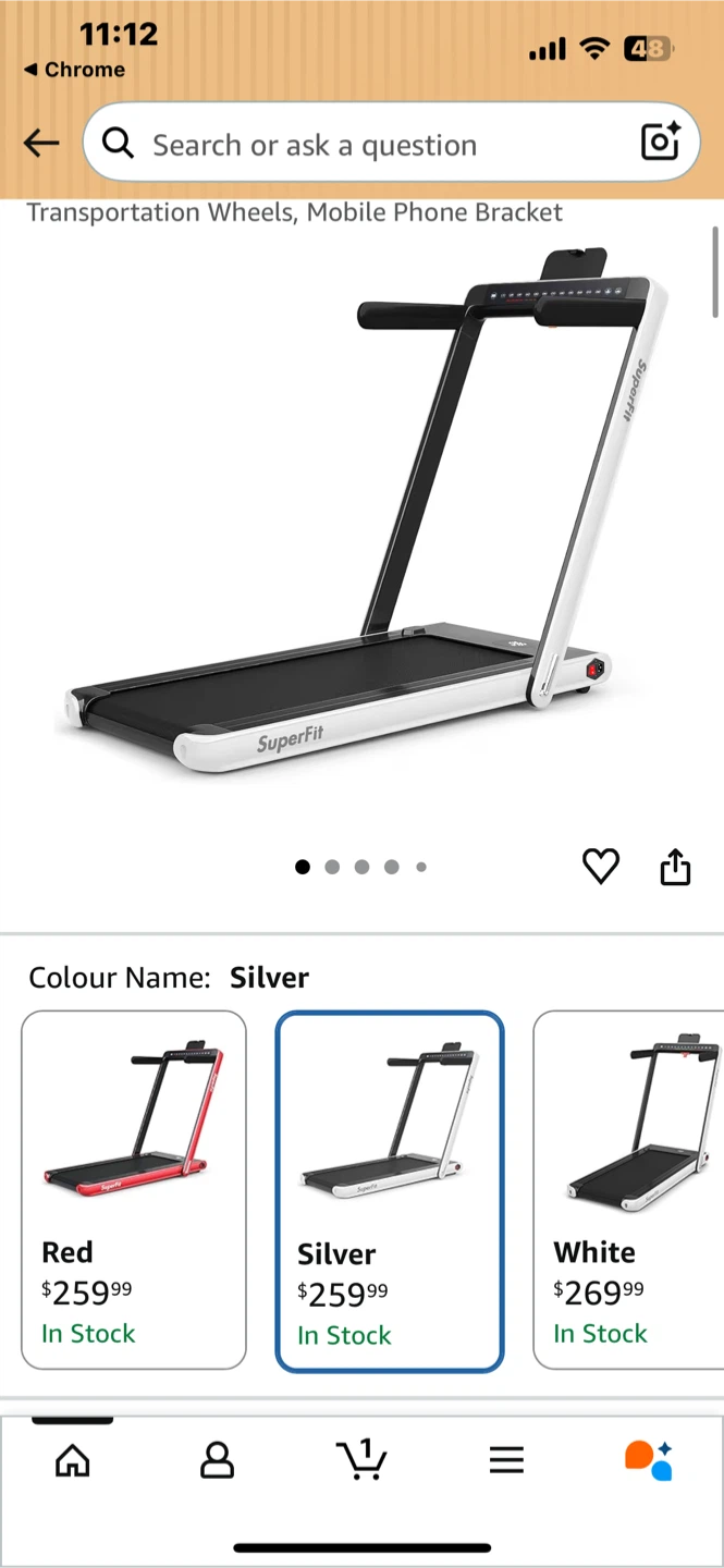 SuperFit Folding Treadmill - Silver - photo 2