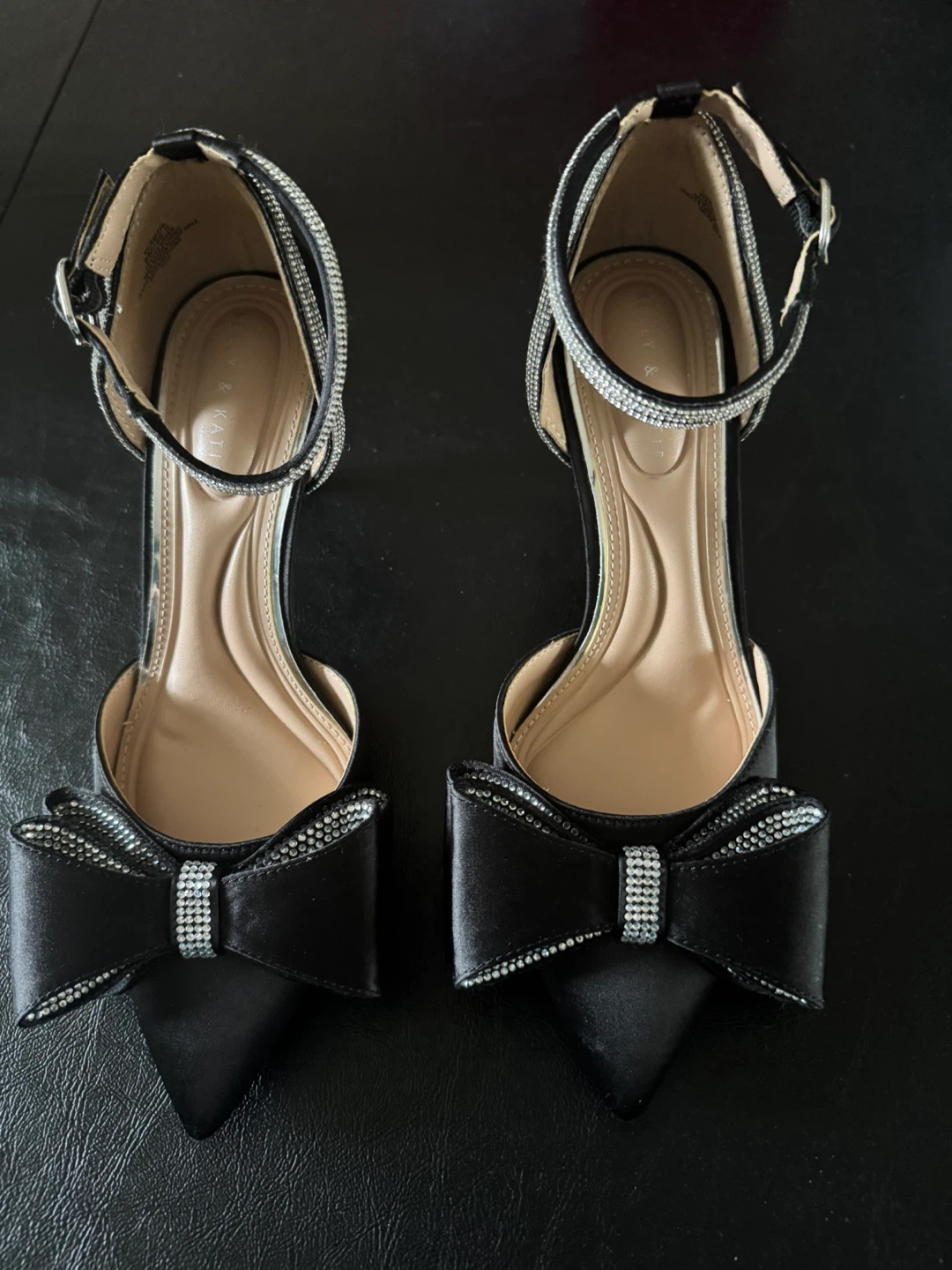Kelly & Katie Black Satin "KK-BALTIN" Heels Size 6M