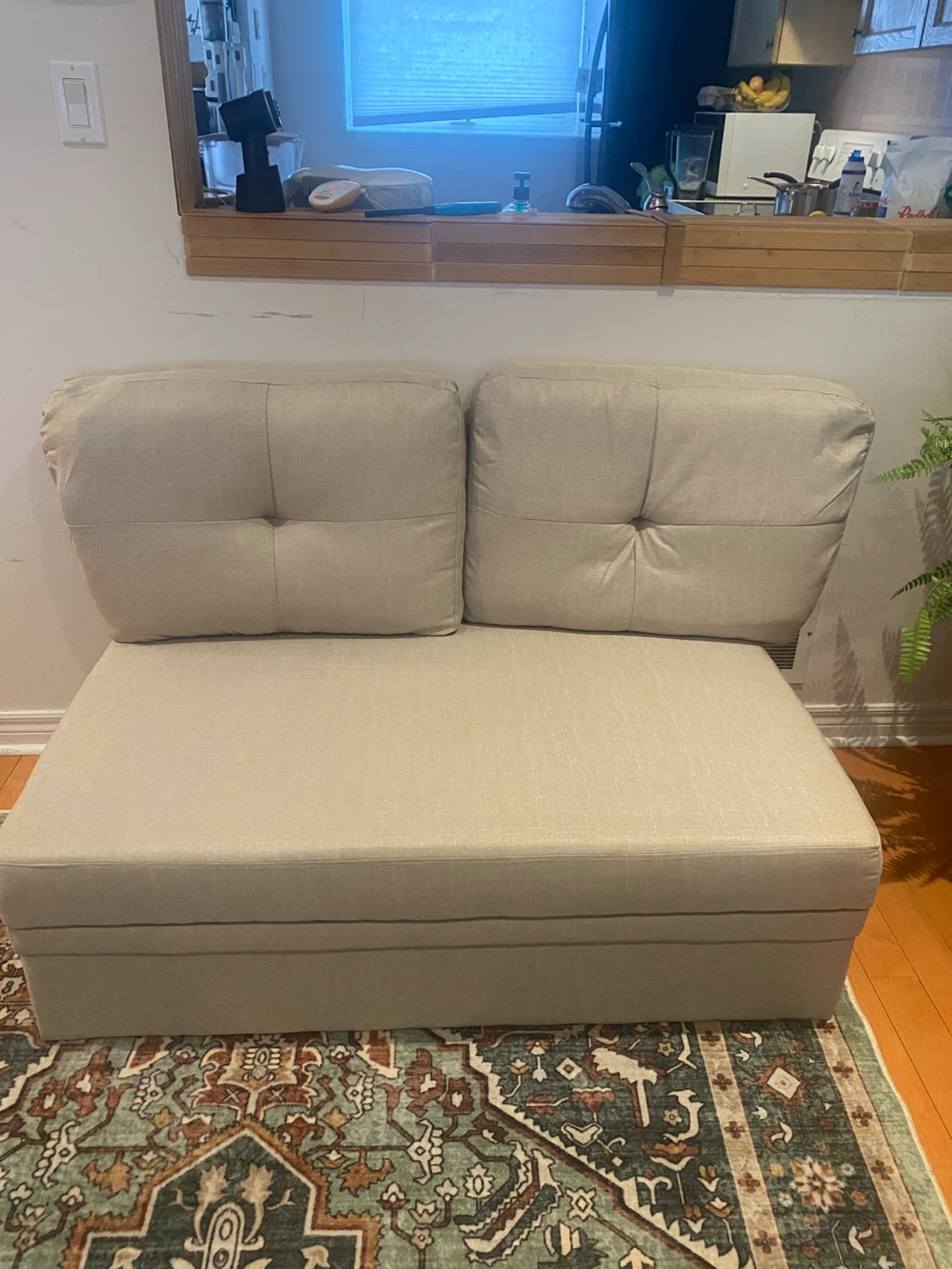 Beige Loveseat Sofa Bed - photo 2