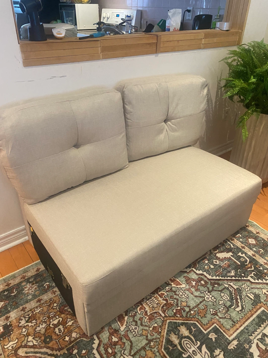 Beige Loveseat Sofa Bed - photo 3