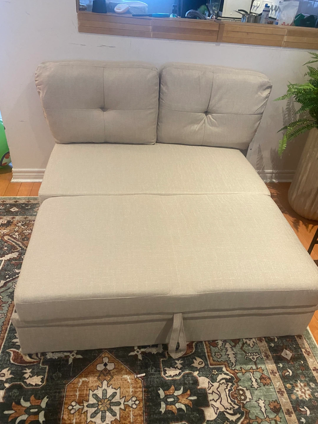 Beige Loveseat Sofa Bed
