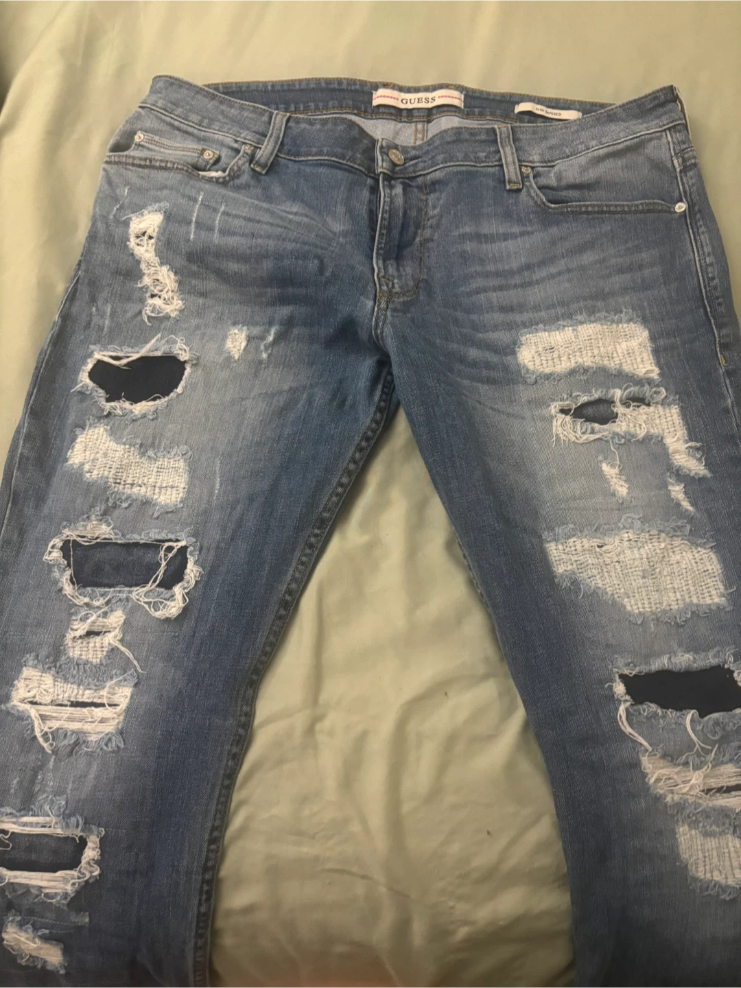 Guess Women's Distressed Blue Denim Jeans