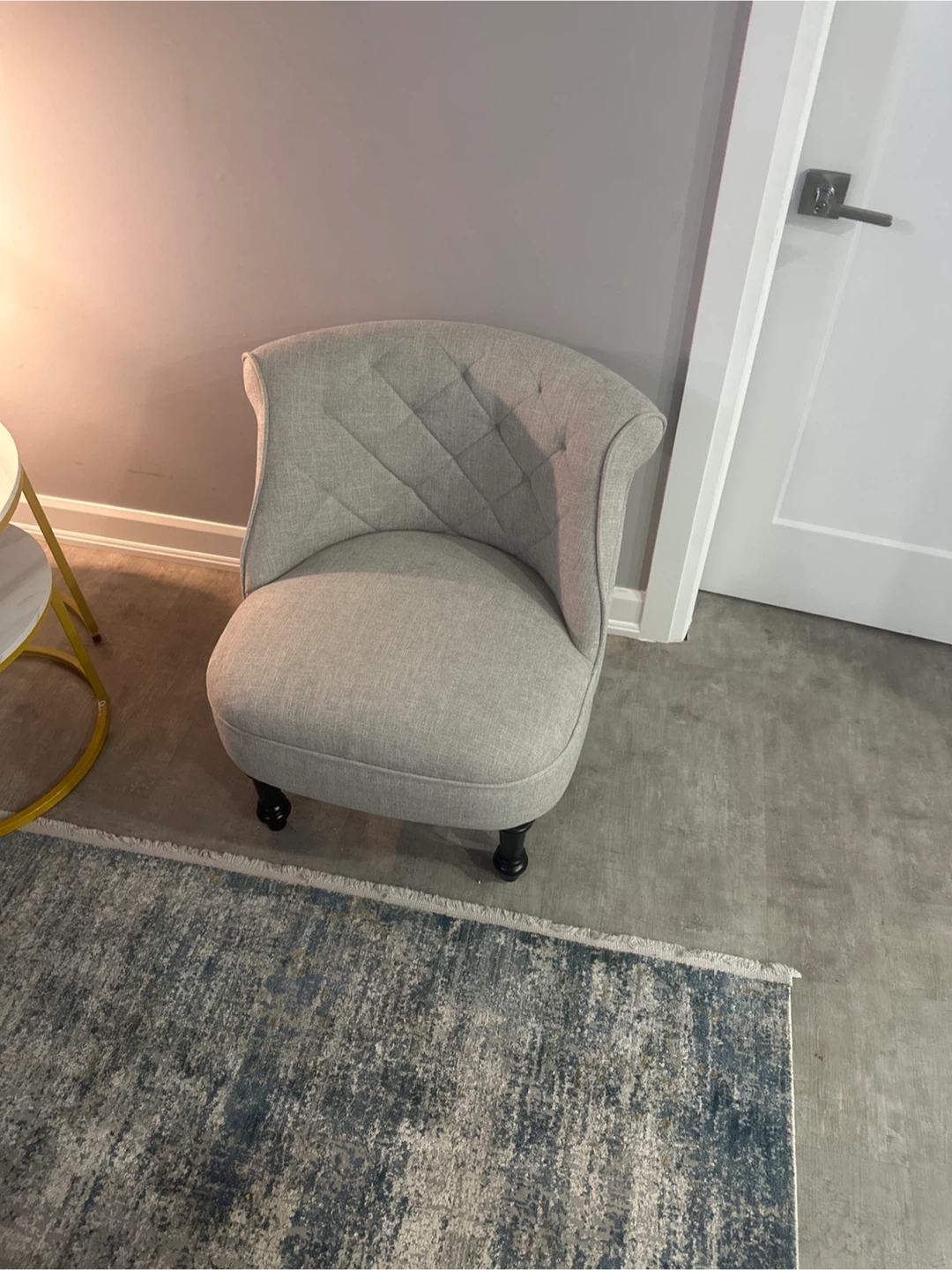 Grey Accent Chair with Tufted Back set of 2