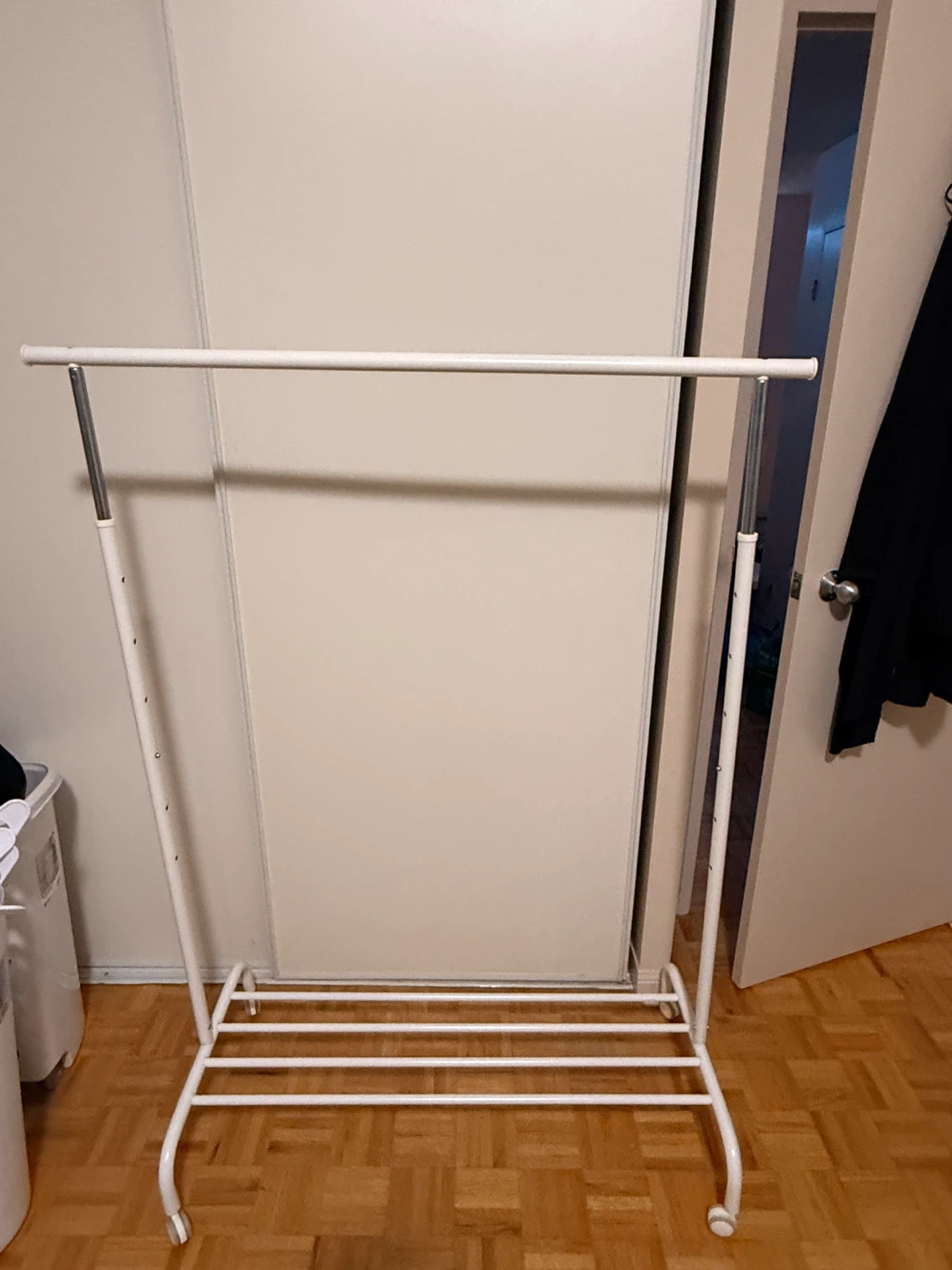 White Metal Garment Rack with Shelves