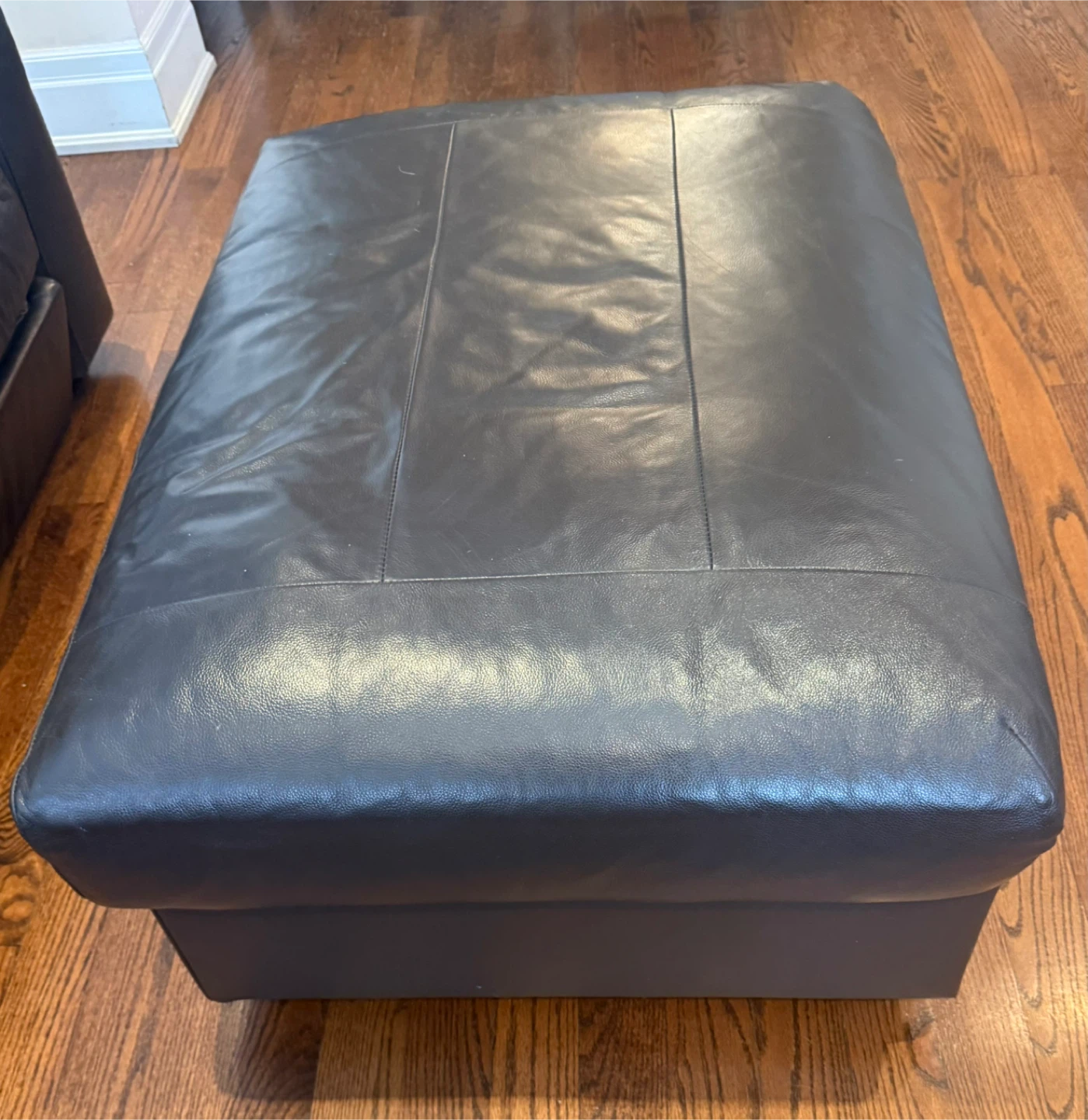 Dark Brown  Leather Storage Ottoman