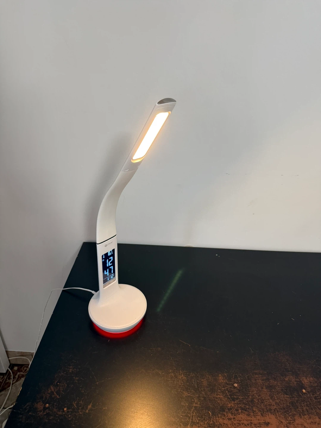 White LED Desk Lamp with Digital Clock and Colour Base - photo 4