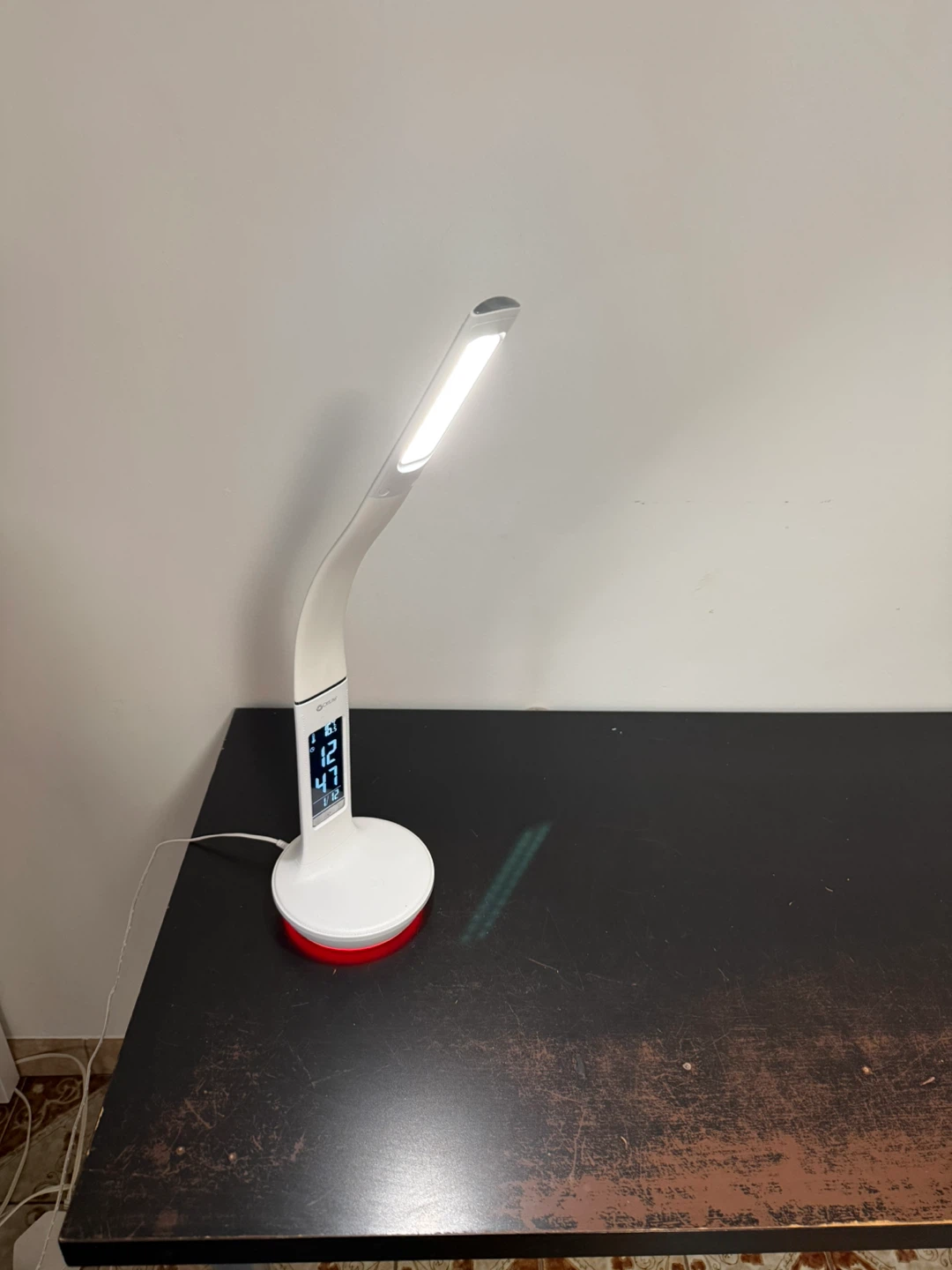 White LED Desk Lamp with Digital Clock and Colour Base - photo 2