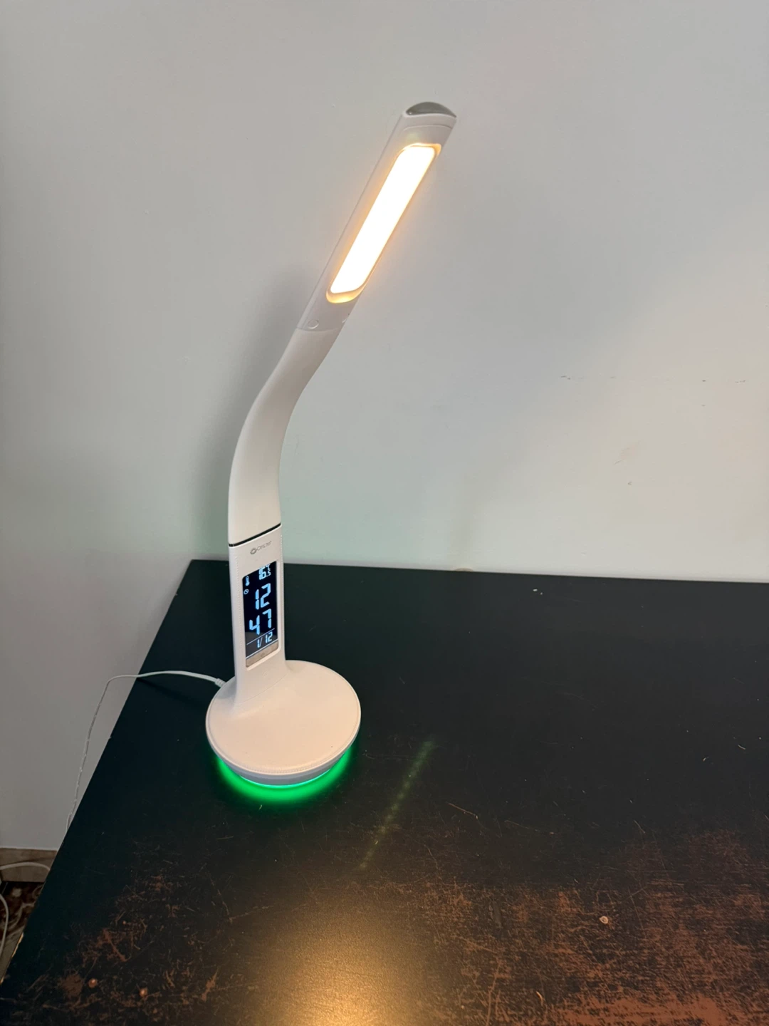 White LED Desk Lamp with Digital Clock and Colour Base - photo 3