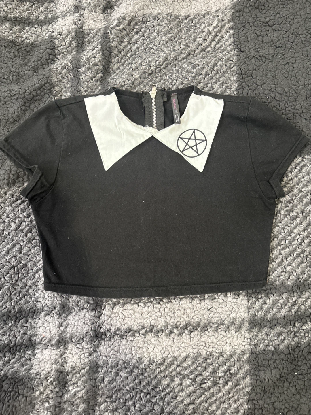 Pentagram Crop Top with Back Zipper - Small