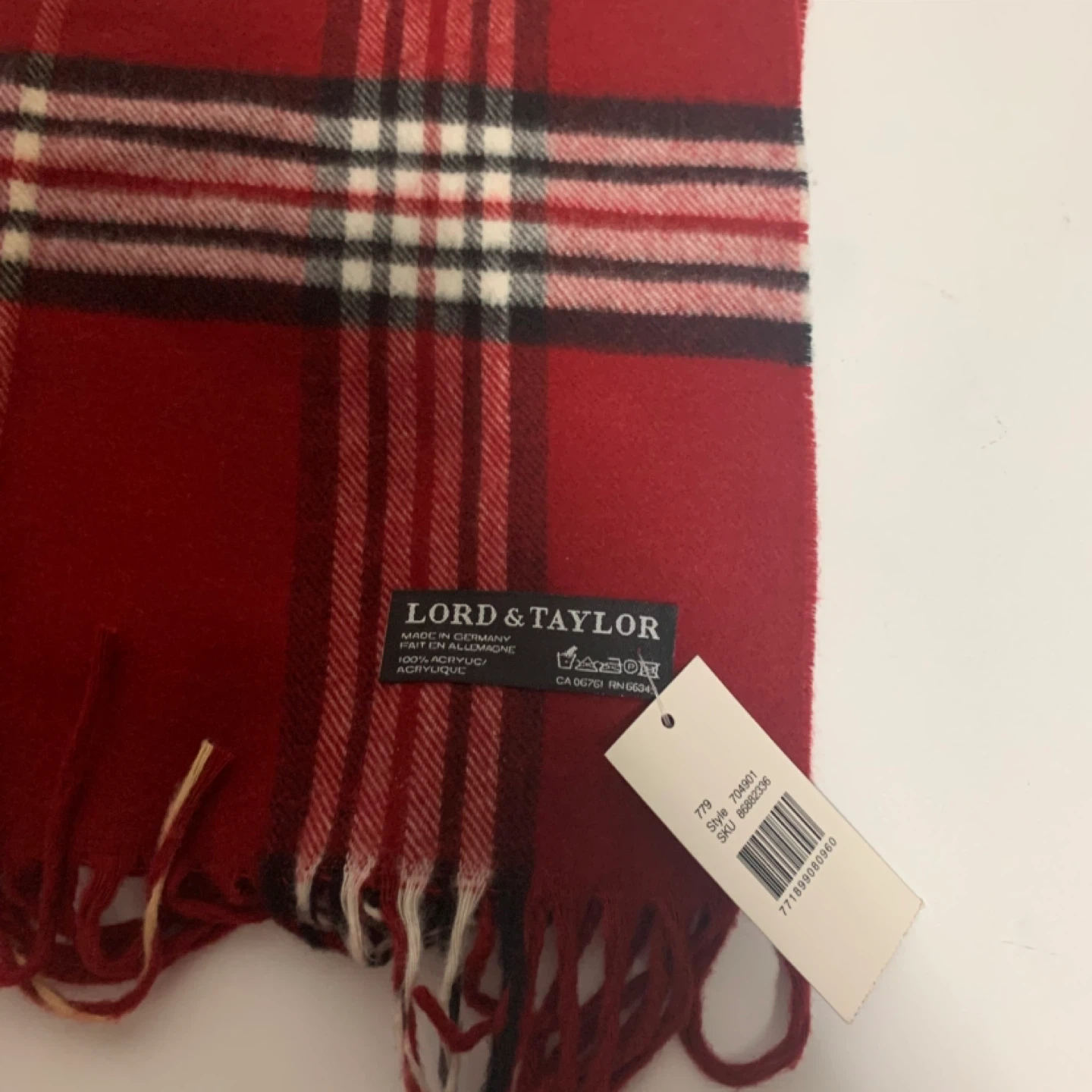 Lord & Taylor Red Plaid Scarf - photo 3