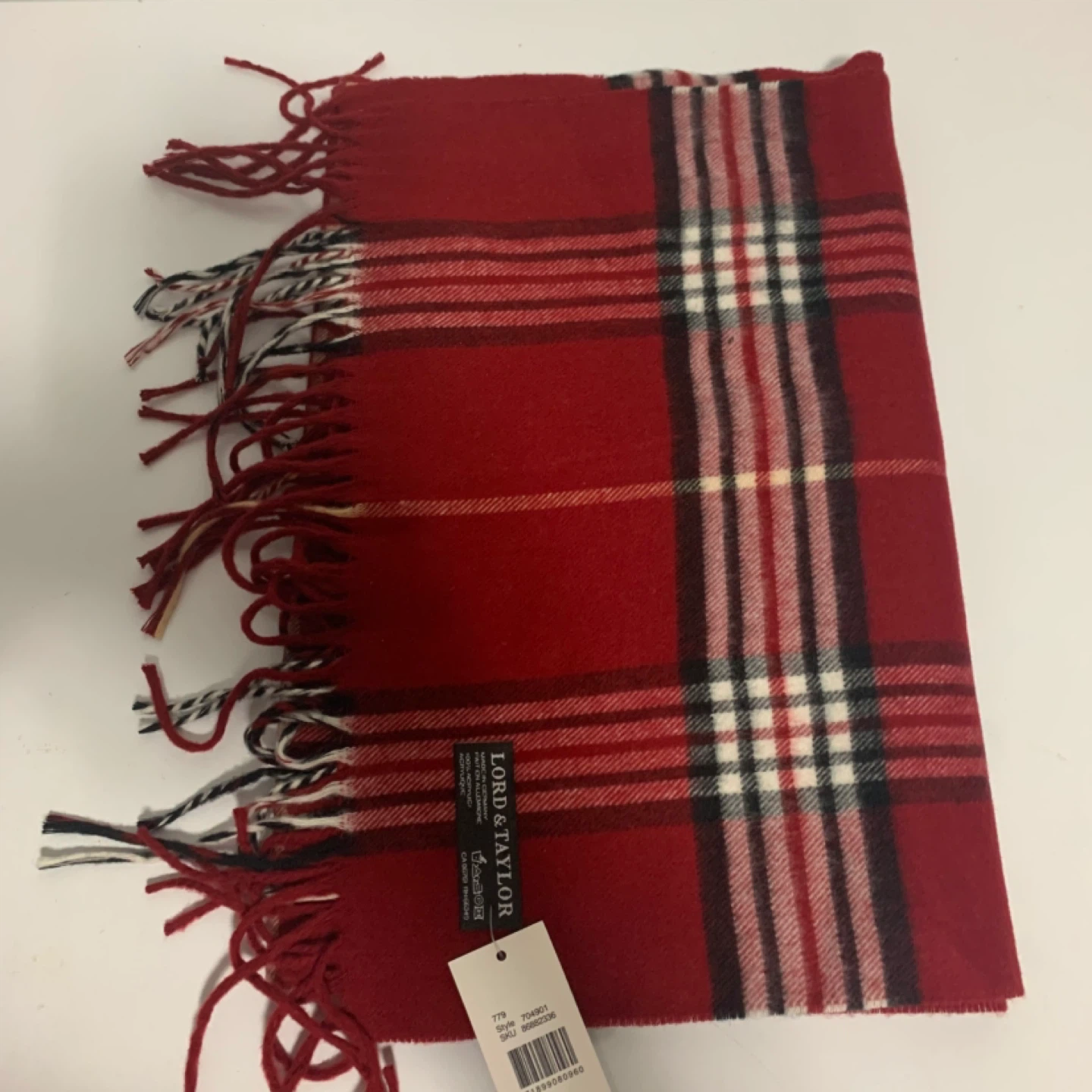 Lord & Taylor Red Plaid Scarf - photo 4