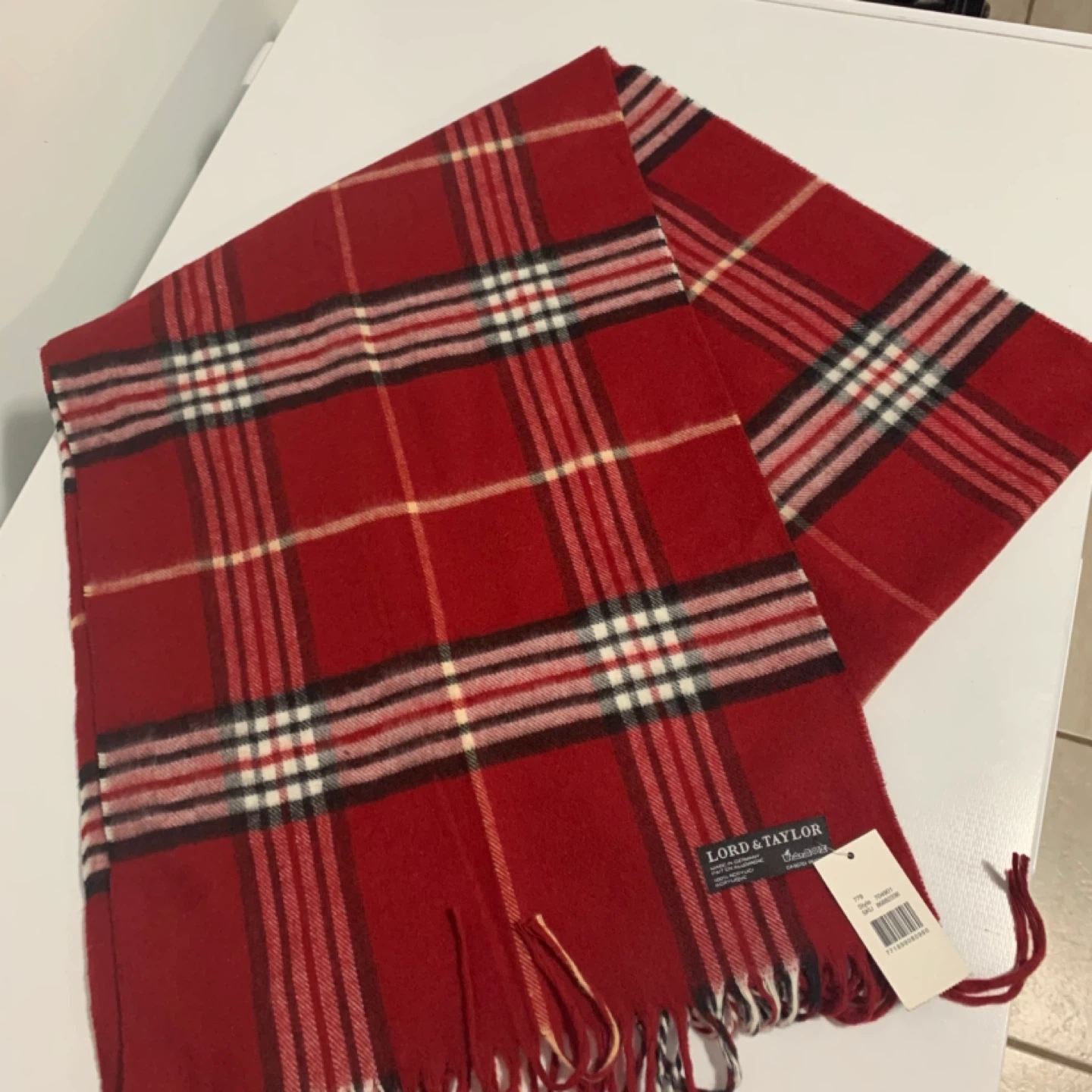 Lord & Taylor Red Plaid Scarf