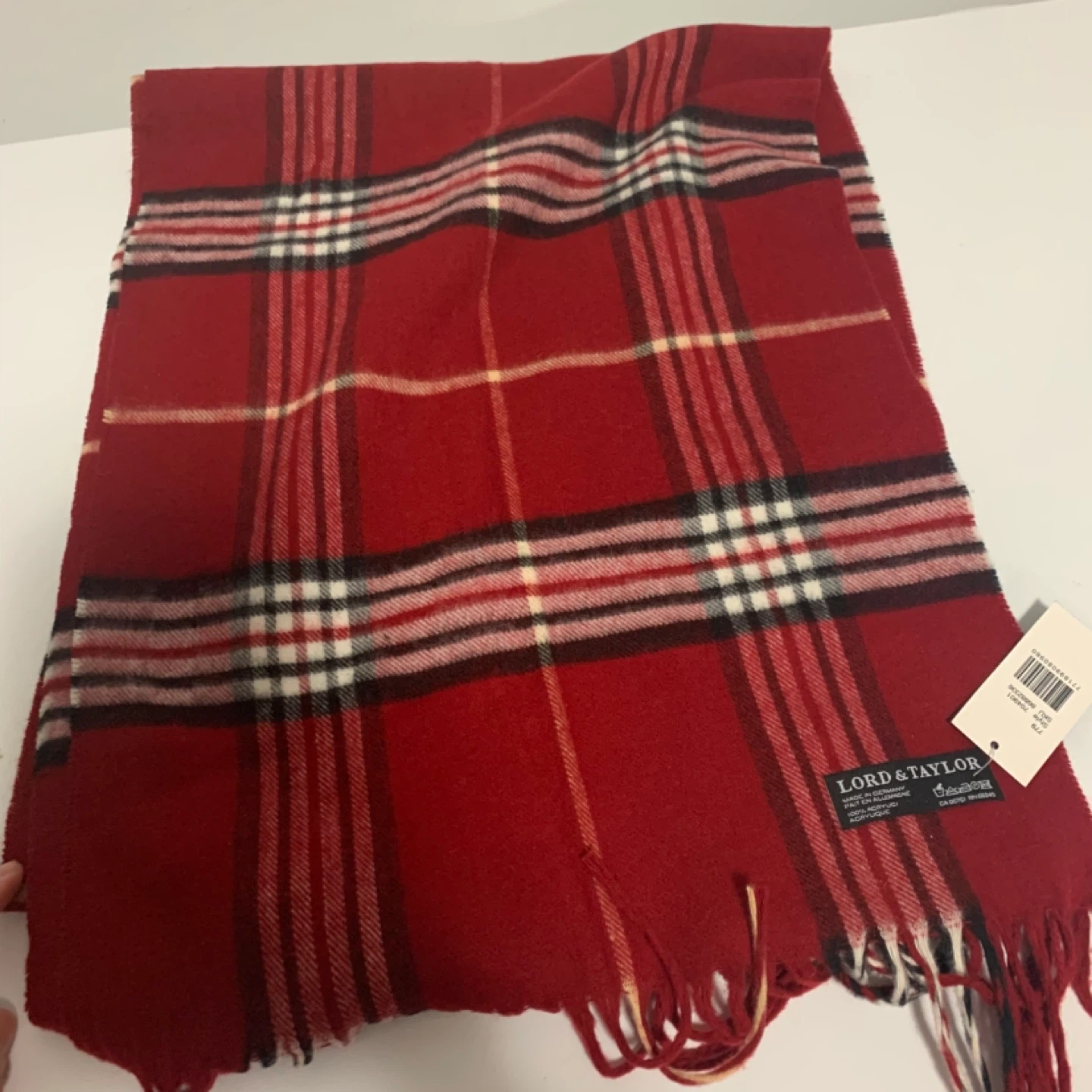 Lord & Taylor Red Plaid Scarf - photo 2