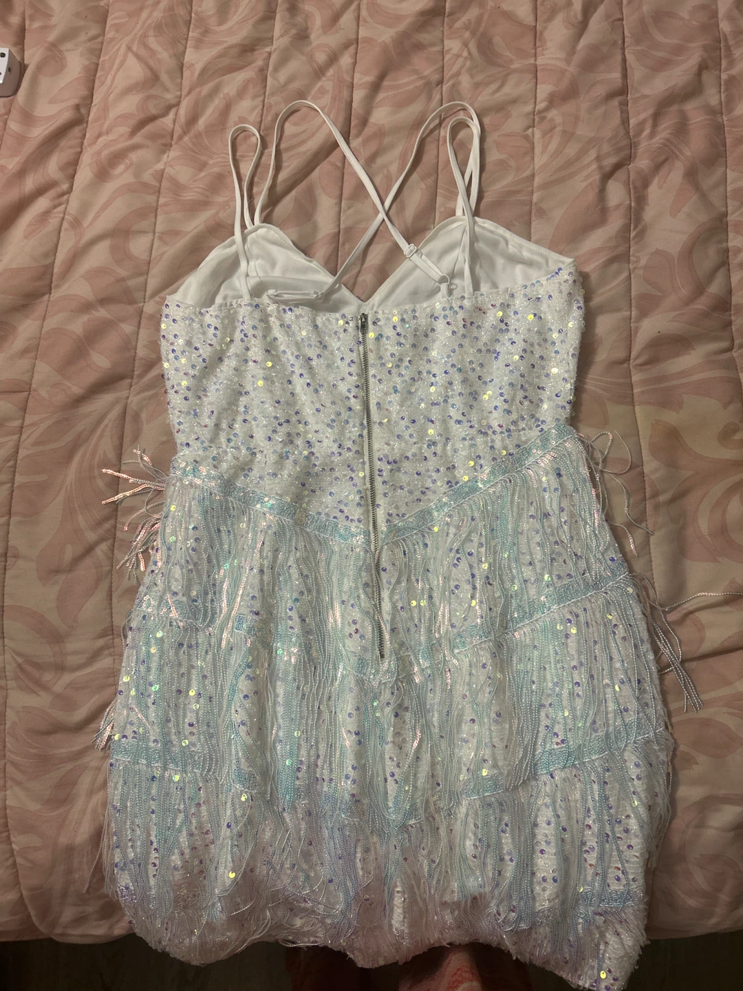 White Sequin Fringe Dress - photo 2