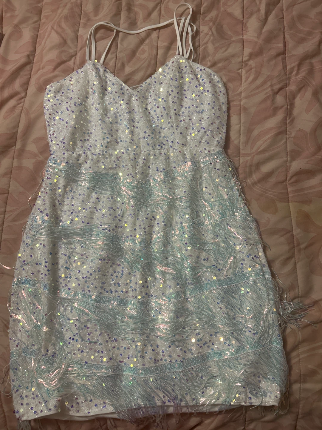White Sequin Fringe Dress - photo 3