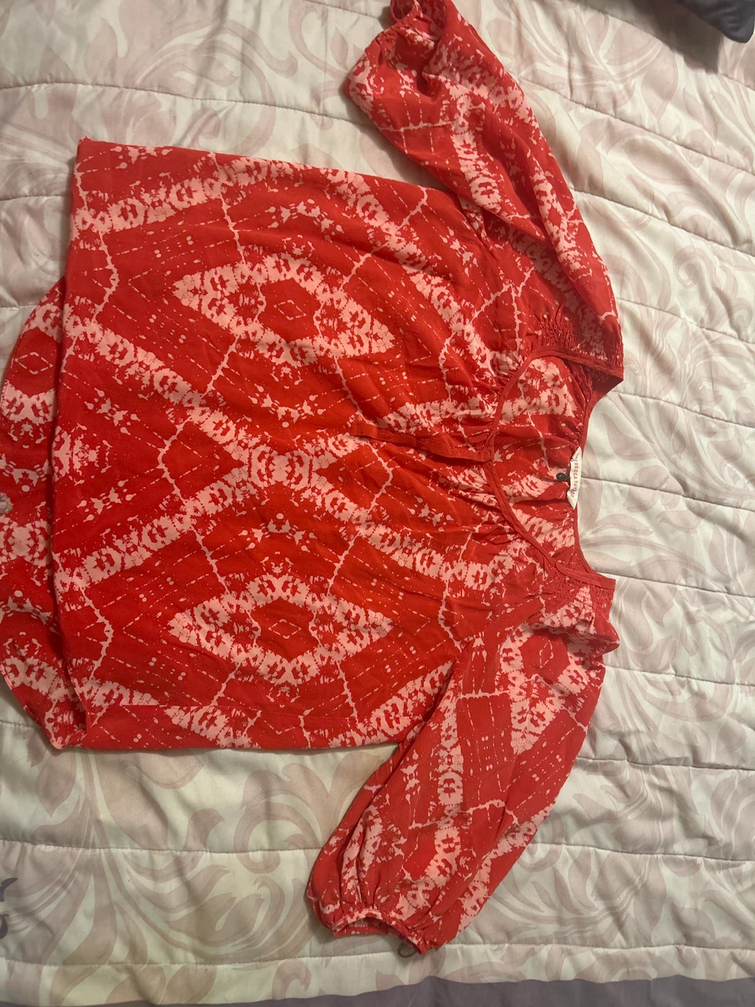 White House Black Market Red Tie-Dye Print Top - photo 2