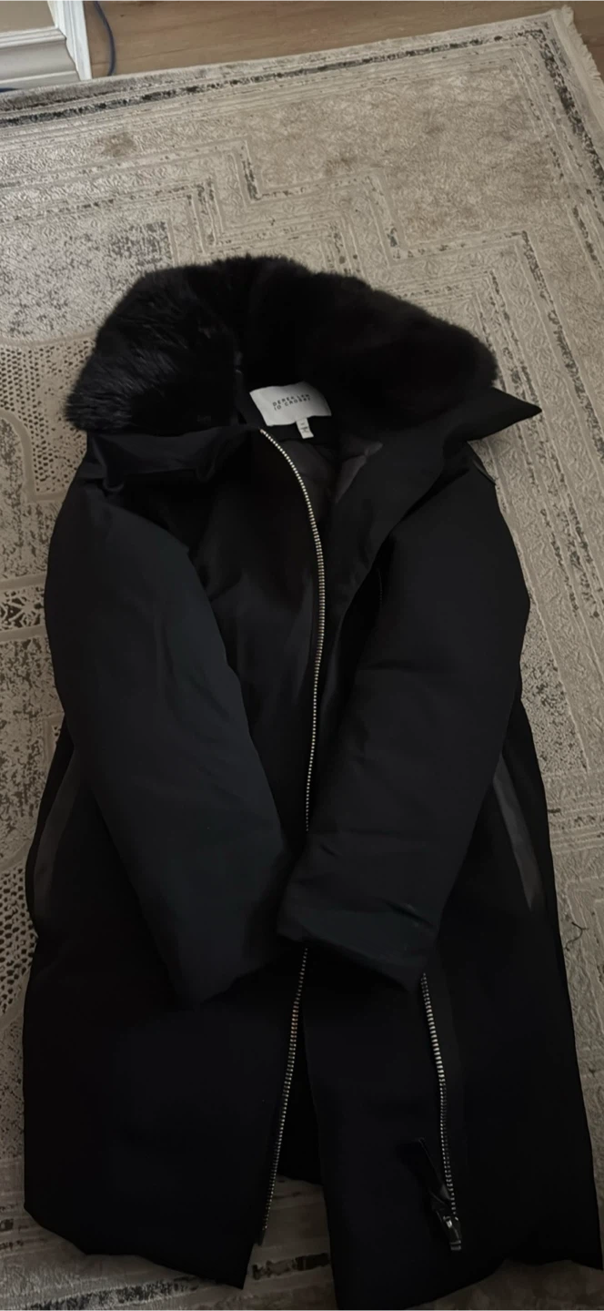 Derek Lam 10 Crosby Black Puffer Coat with Fur Collar - Size S/P - photo 2