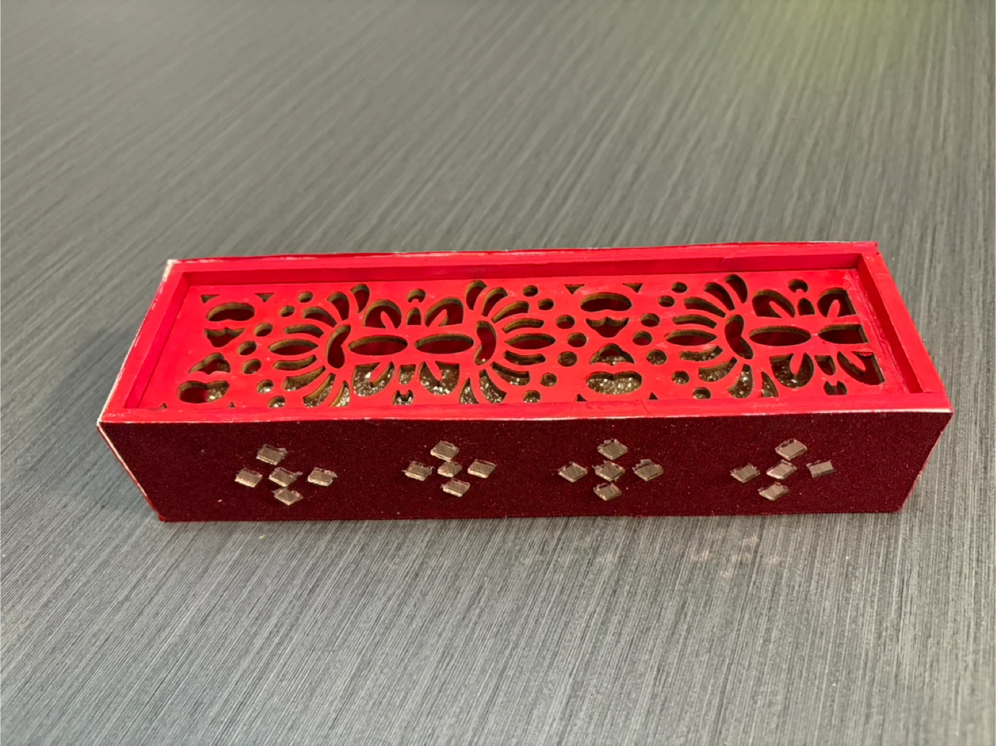 Red Decorative Wooden Box with Glitter Lining - photo 2