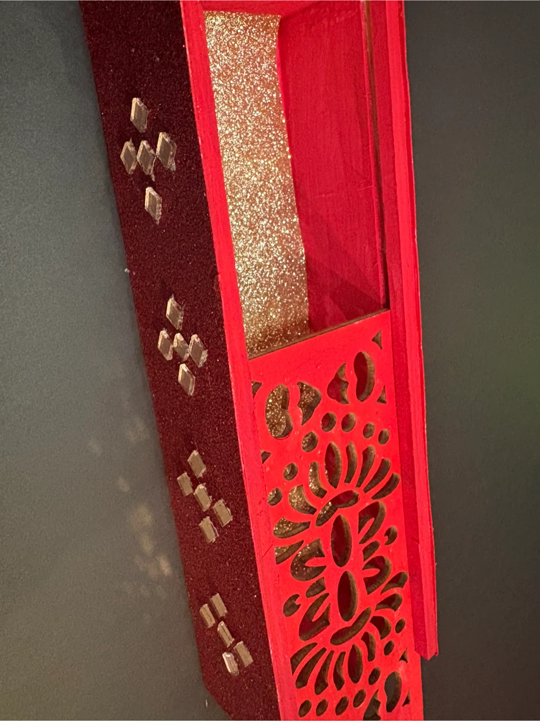 Red Decorative Wooden Box with Glitter Lining - photo 5