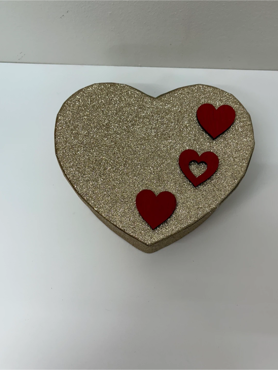 Gold Glitter Heart-Shaped Box with Red Hearts - photo 2