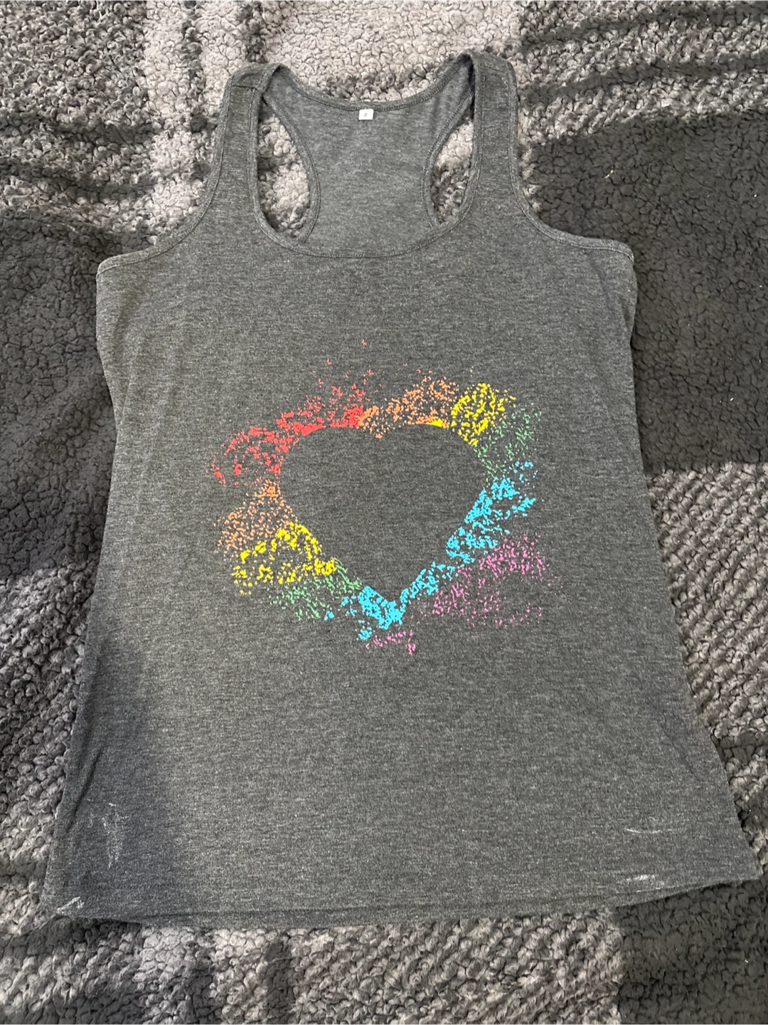 Tank Top with Rainbow Heart Design - Small (Unisex)