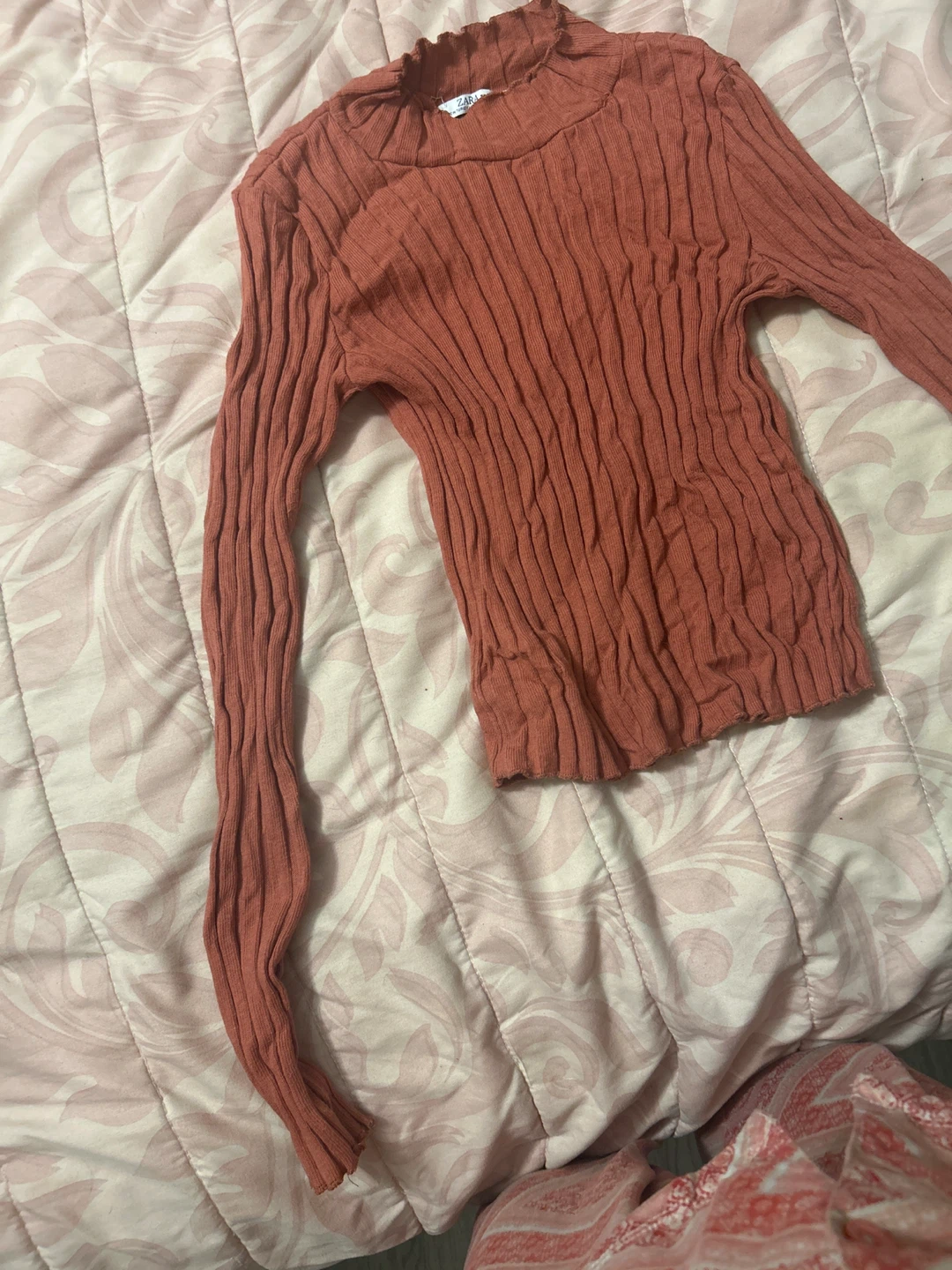 Ribbed Mock Neck Long Sleeve Top - photo 3