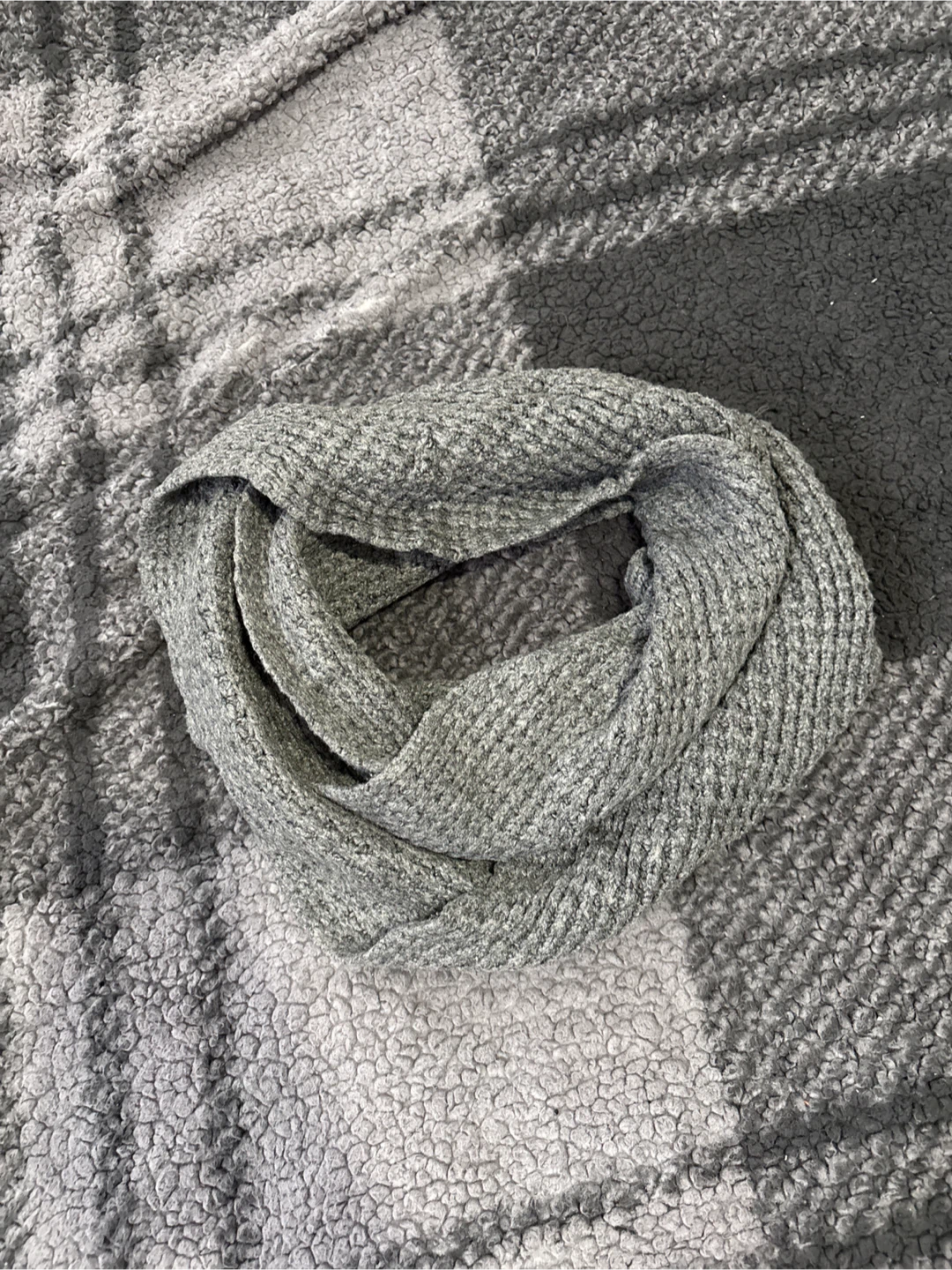 Knitted Grey Infinity Scarf - photo 2