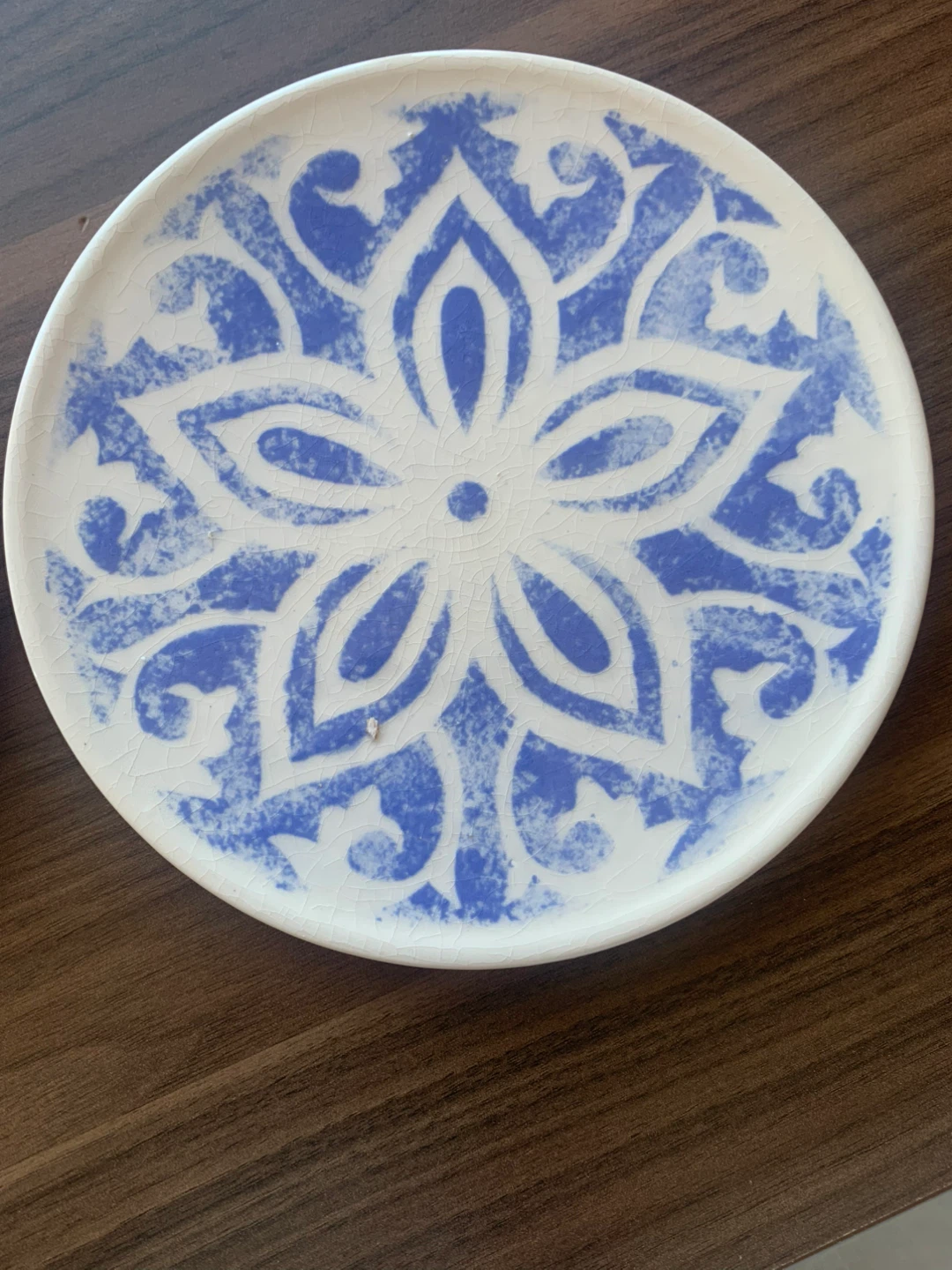 Set of 2 Decorative Ceramic Plates Blue White Mandala Design - photo 3