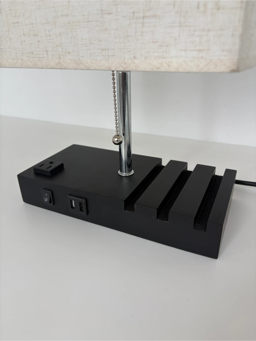 Bedside Table Lamp with USB Ports & Outlet - photo 3