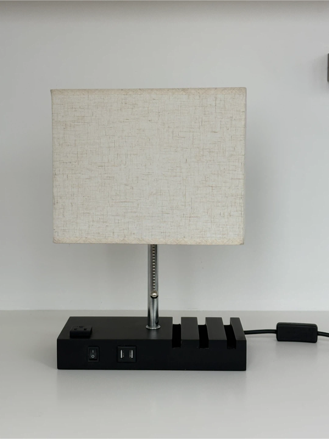 Bedside Table Lamp with USB Ports & Outlet - photo 2