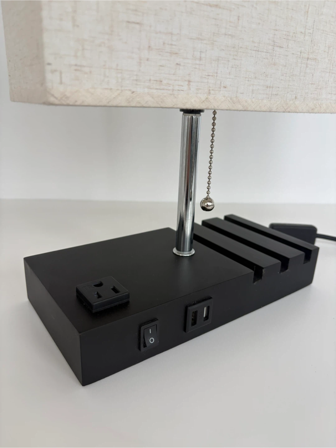 Bedside Table Lamp with USB Ports & Outlet - photo 5
