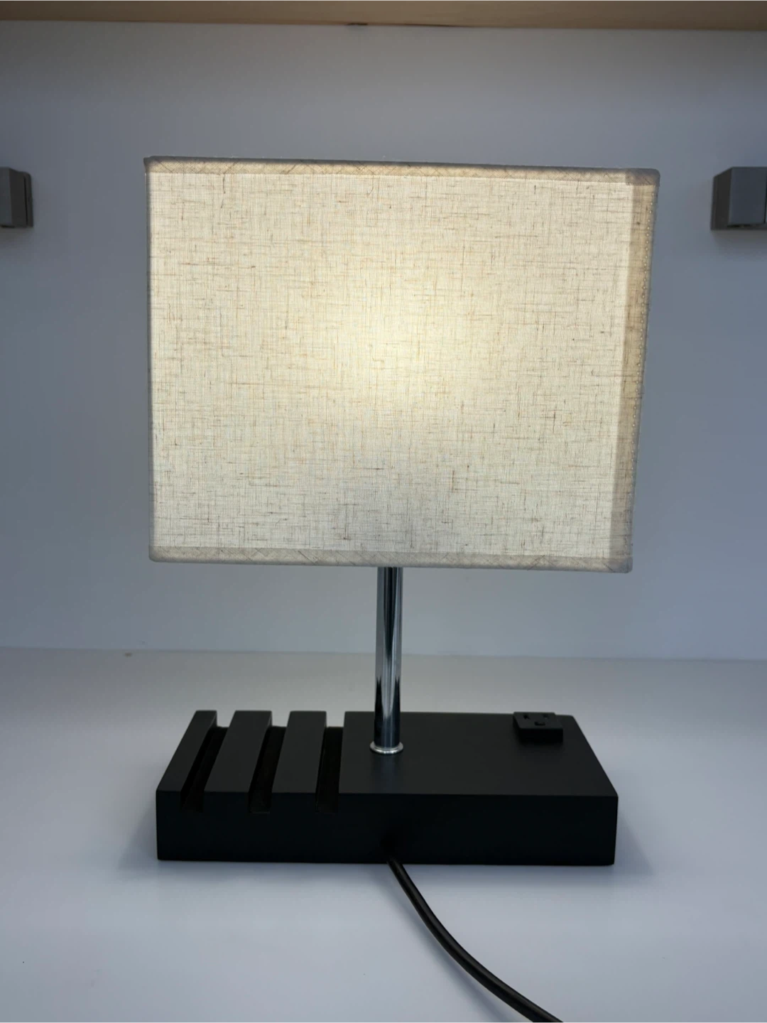 Bedside Table Lamp with USB Ports & Outlet