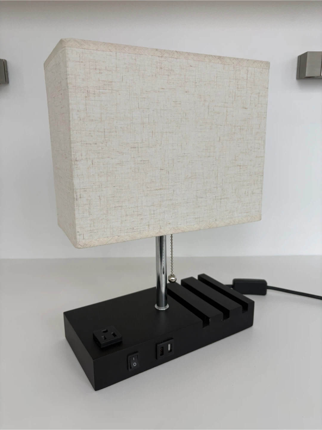 Bedside Table Lamp with USB Ports & Outlet - photo 4