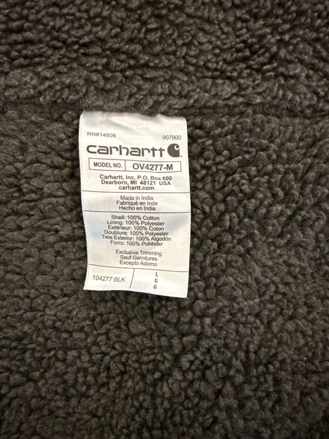 Carhartt Sherpa Lined Vest - Black - Size L - photo 4