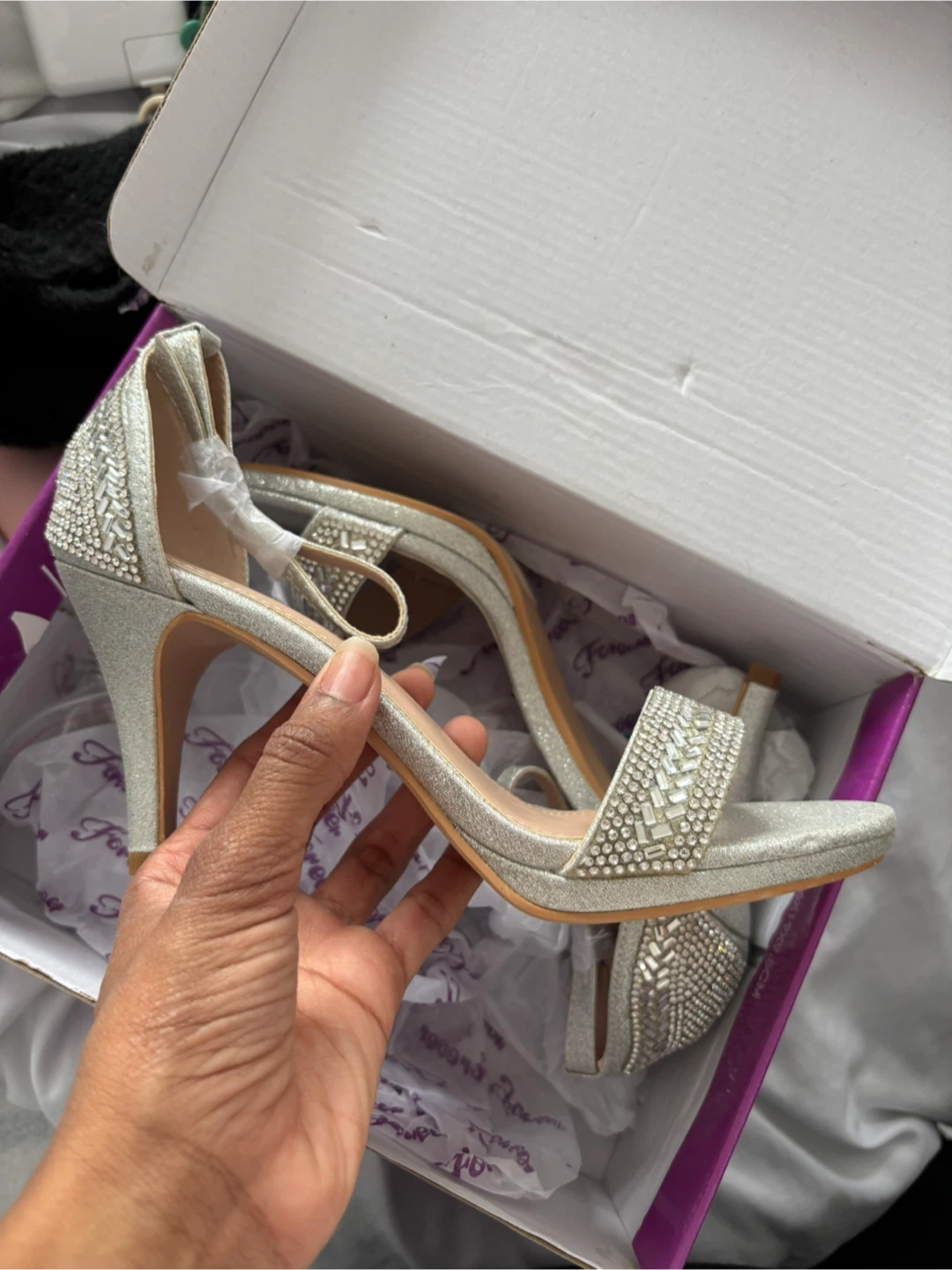 Silver Glitter Heels