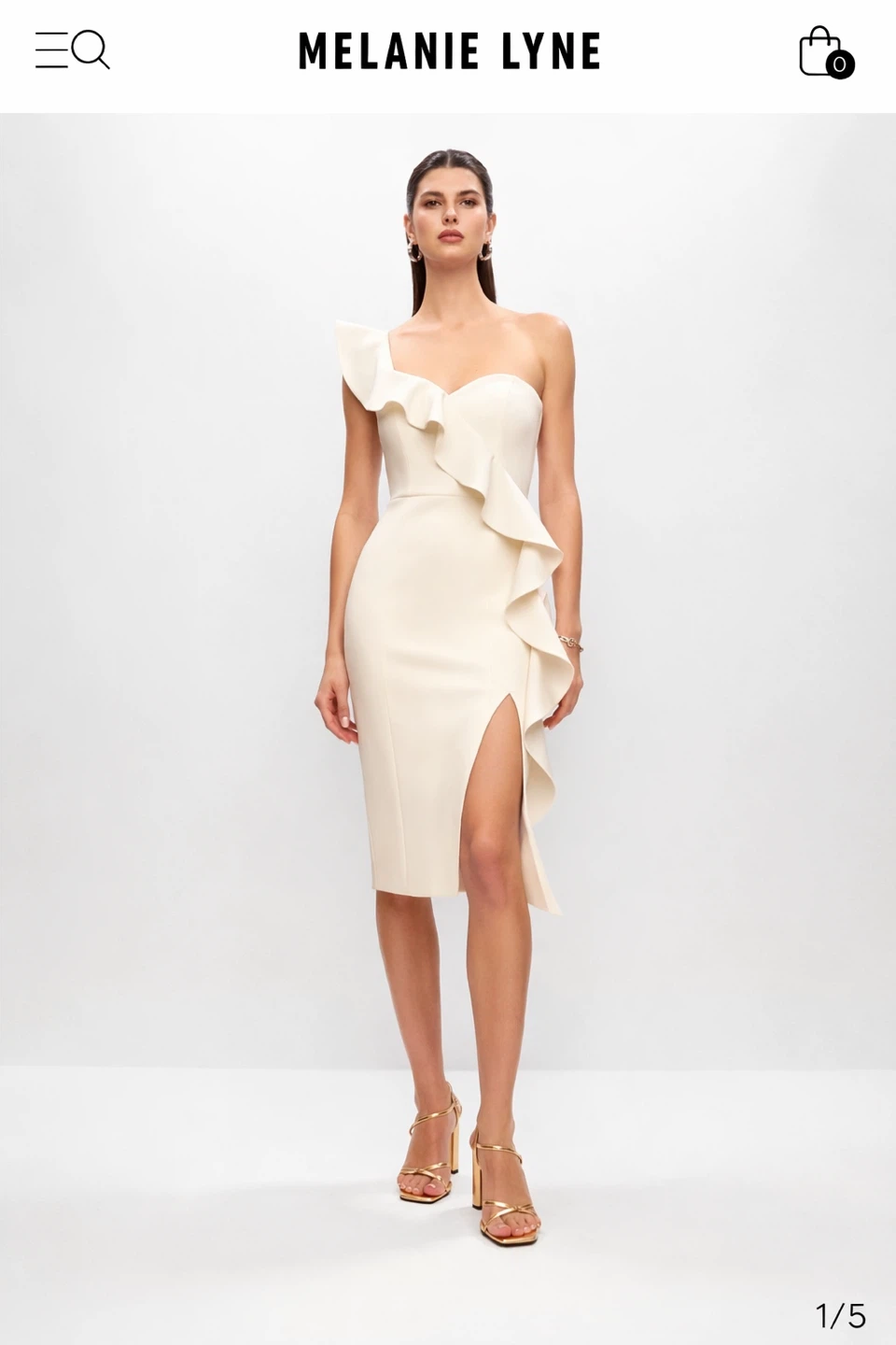 Brand new Melanie Lyne White One-Shoulder Ruffle Dress - Size 12