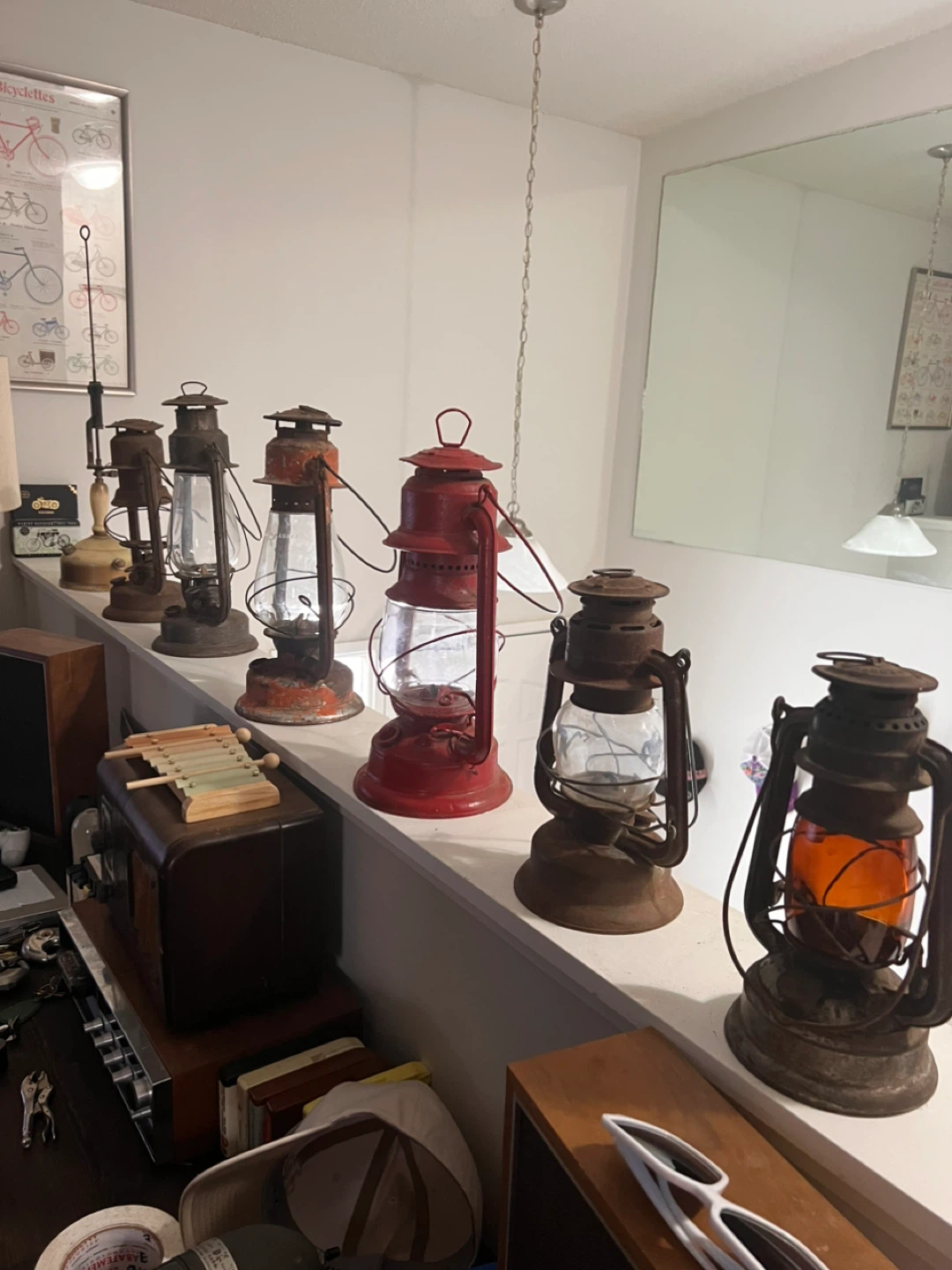 Seven old lanterns for sale