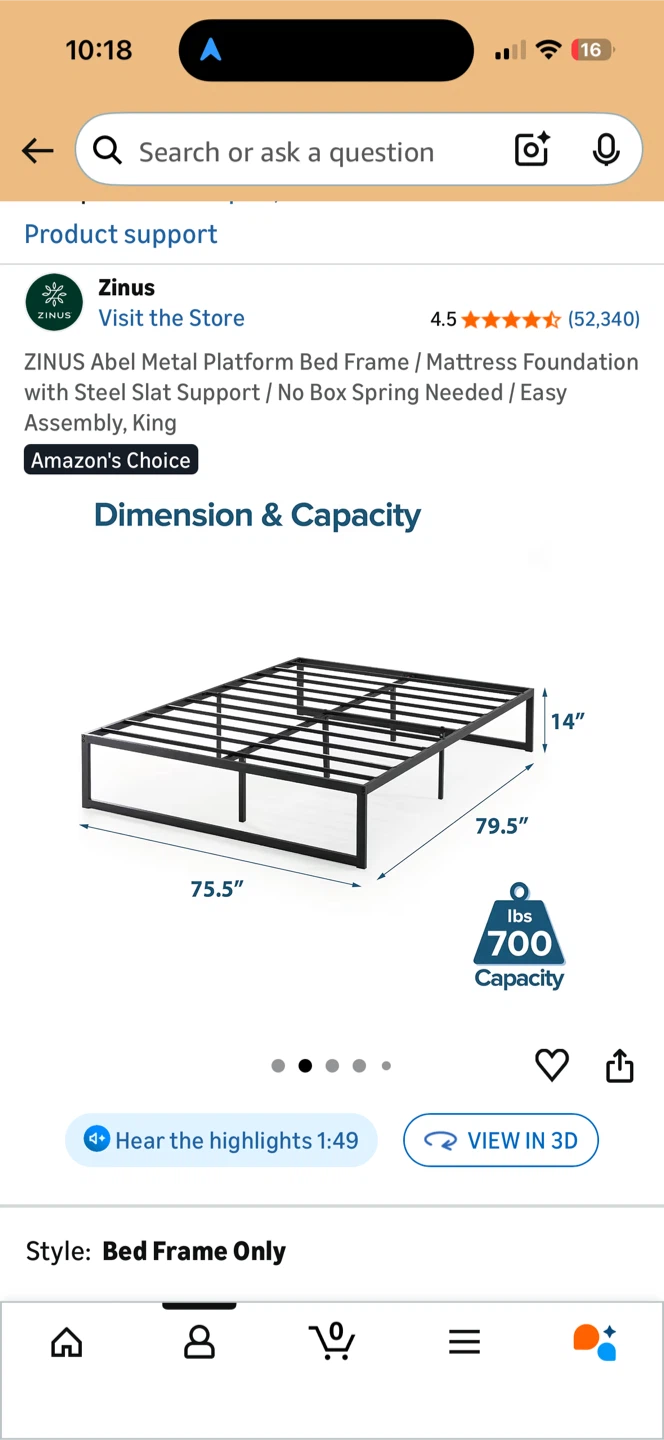 Metal Bed Frame King 79.5" x 75.5" - photo 2